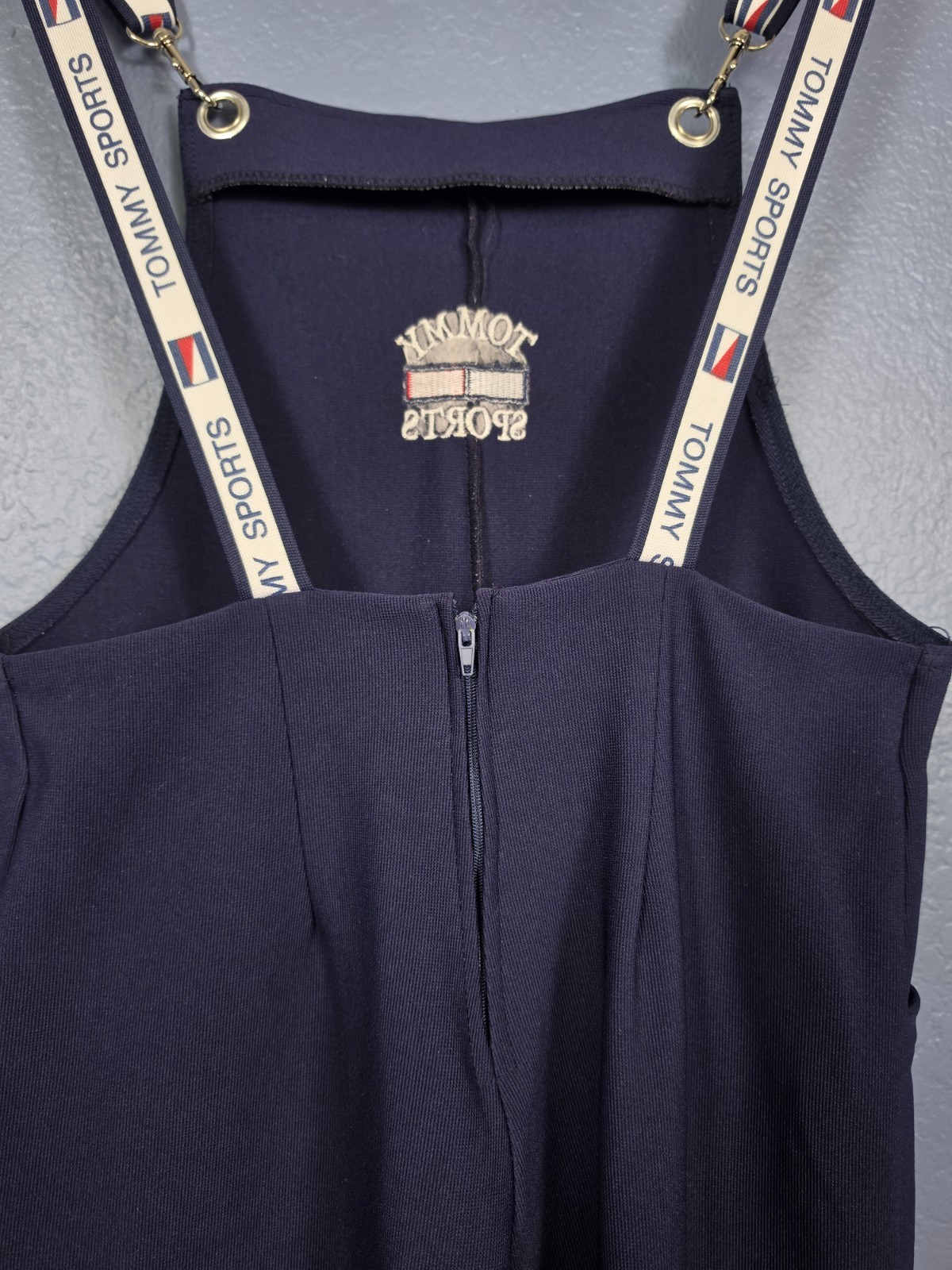 Vintage 90s Tommy Sports Bootleg Overalls Jumpsuit Clover Spellout Straps