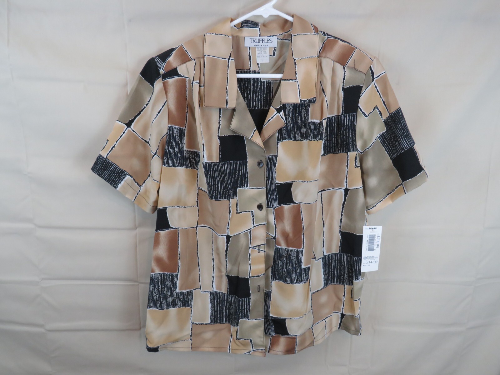 Vintage NOS tags Truffles USA Shirt top Sz Large 1980’s abstract print Sears
