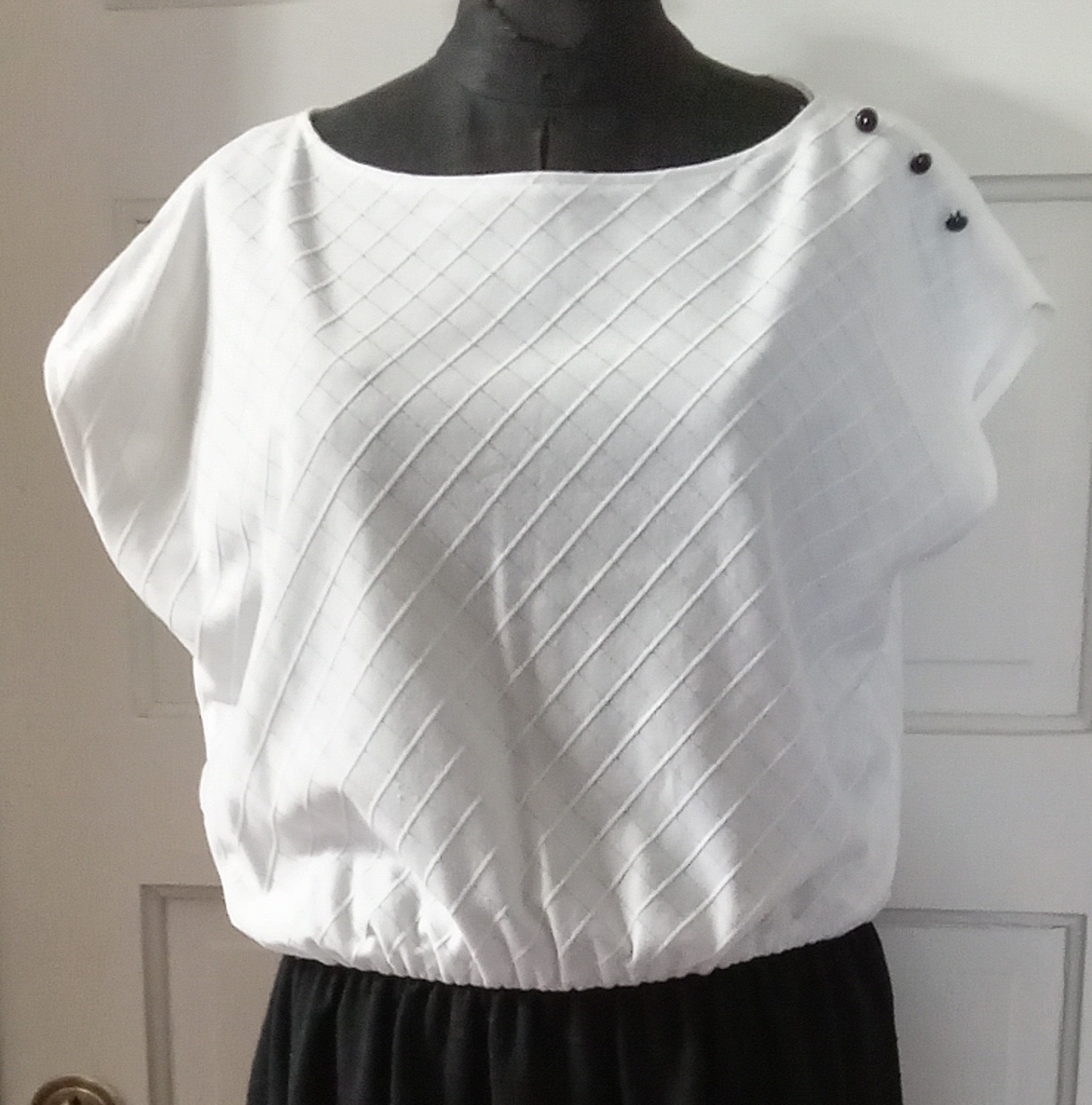 MS CLAIRE Black & White Grid 70’s Dress USA 18