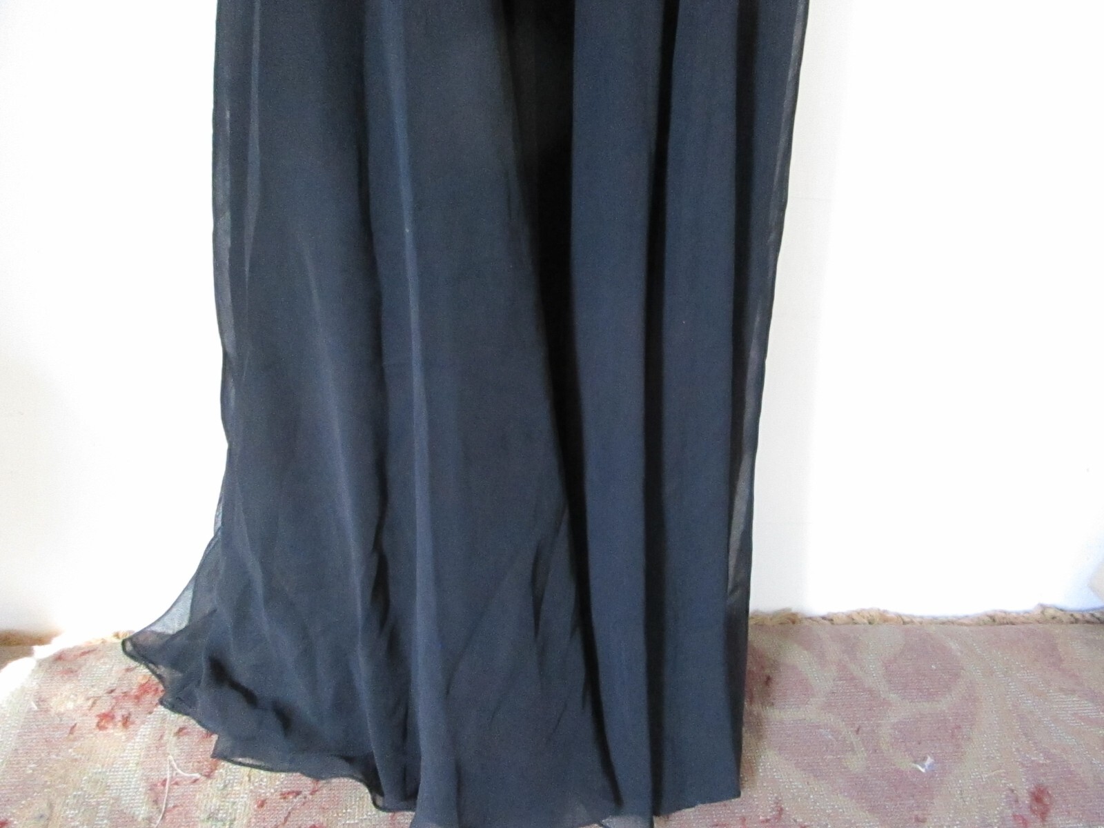 Vintage Brilliante by J.A. Black Beaded Evening Gown L short sleeve Open neck