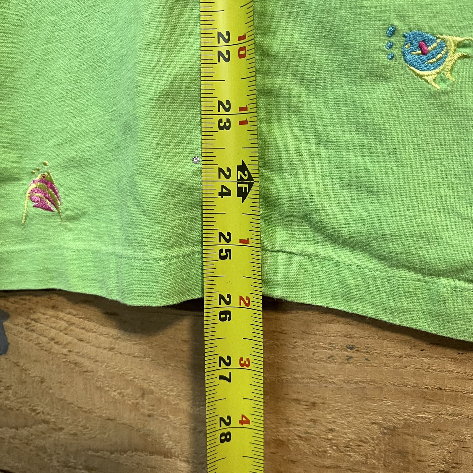 1990’s Vintage The Quacker Factory Womens 1x Green Fish Shirt Zip Up Linen
