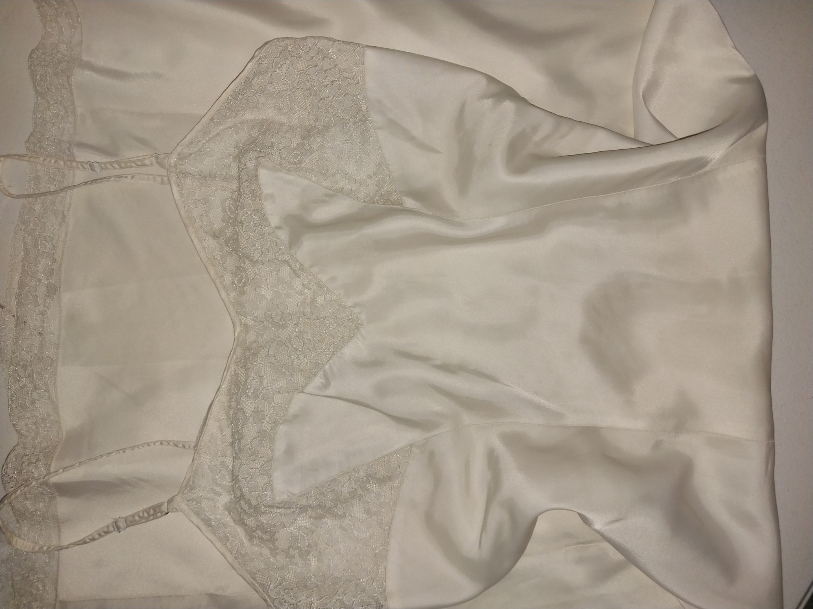 VTG 40’S SATIN CHANTILLY LACE DECO DOWTON DRESS SLIP NIGHTGOWN EDWARDIAN LACE S