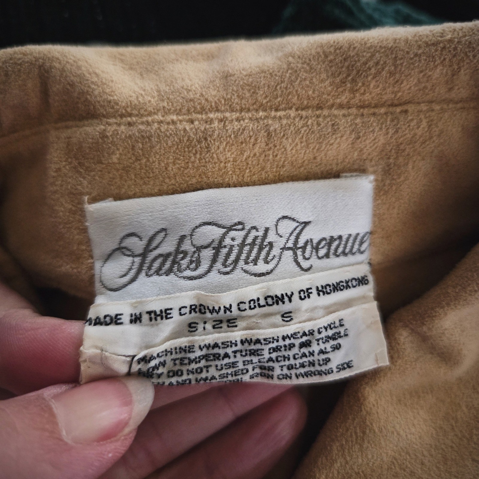 Saks Fifth Avenue Trench Coat Vintage 70s Tan Ultra Suede Belted Mod Jacket S