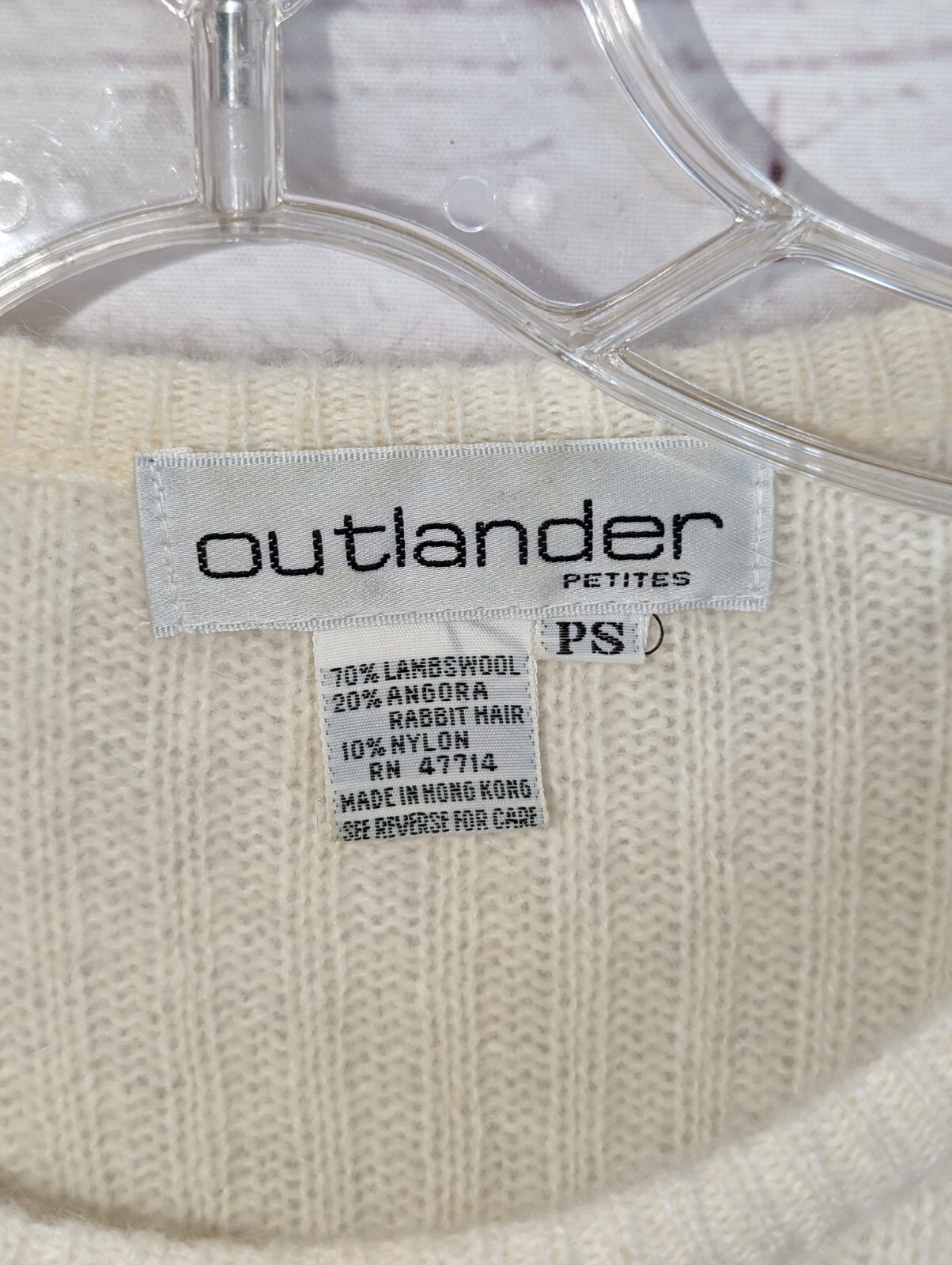 Vtg Outlander Women’s Winter White Lambswool/Angora Knit Sweater Dress Sz PS