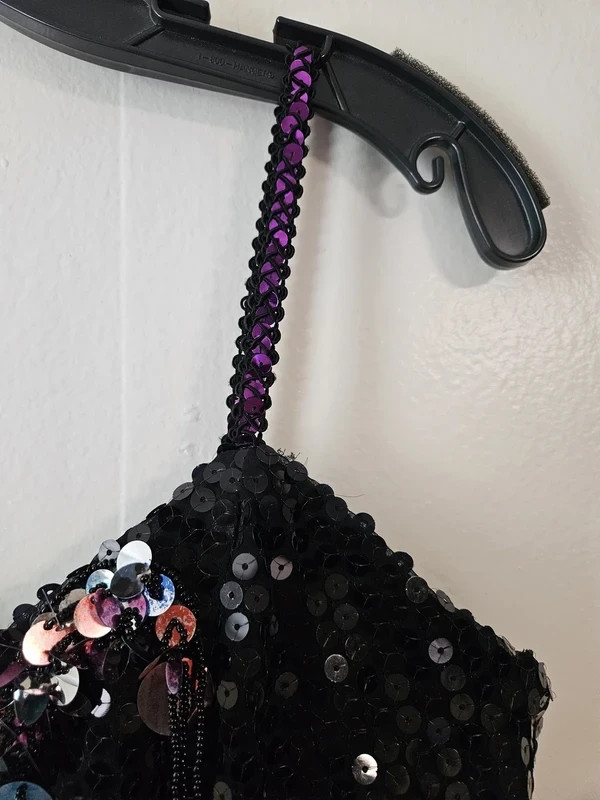 J REYNOLDS DESIGNS ATLANTA VTG Sequins Black Prom Formal Party Gown USA SZ 4/6