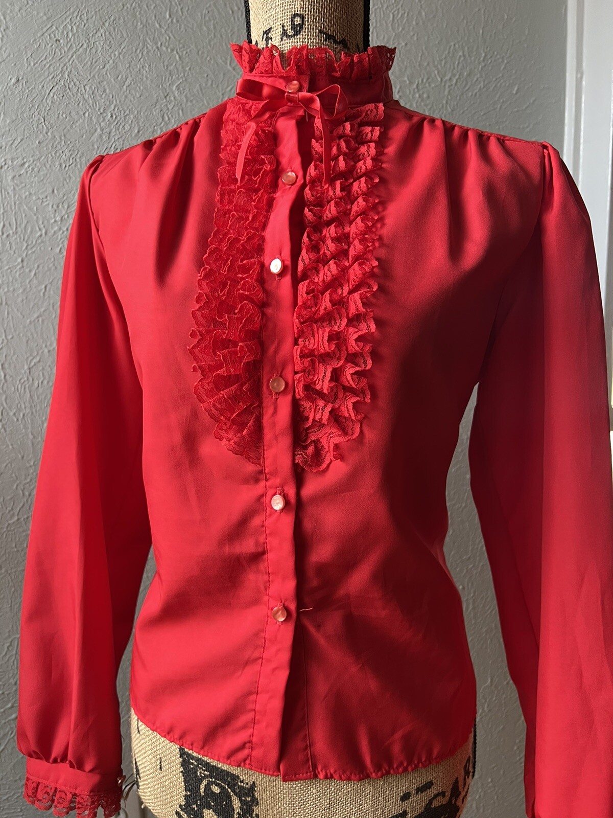 1970s Vintage Lipstick Red Ruffled 1980s 70s 80s Retro Dolly M Geek Secretary