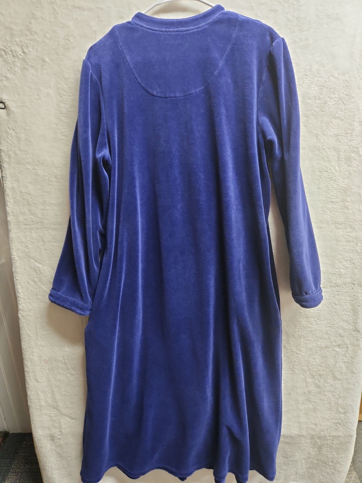 Vintage Classic Elements Full Length Zip House Coat Size L Royal Blue Pockets