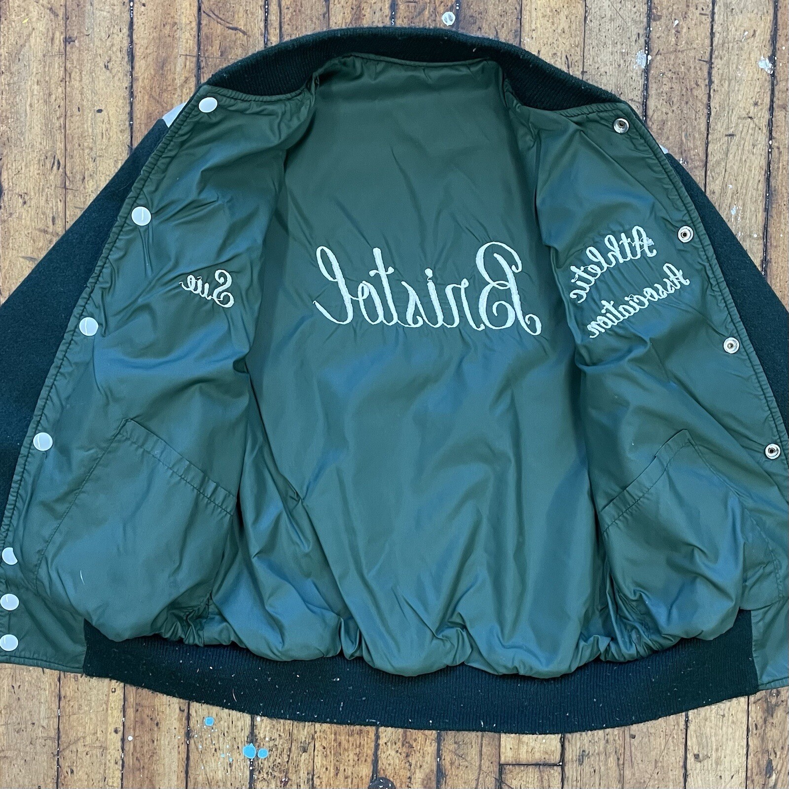 Vintage 70’s Bristol High School Letterman Green Jacket (Rhode Island)