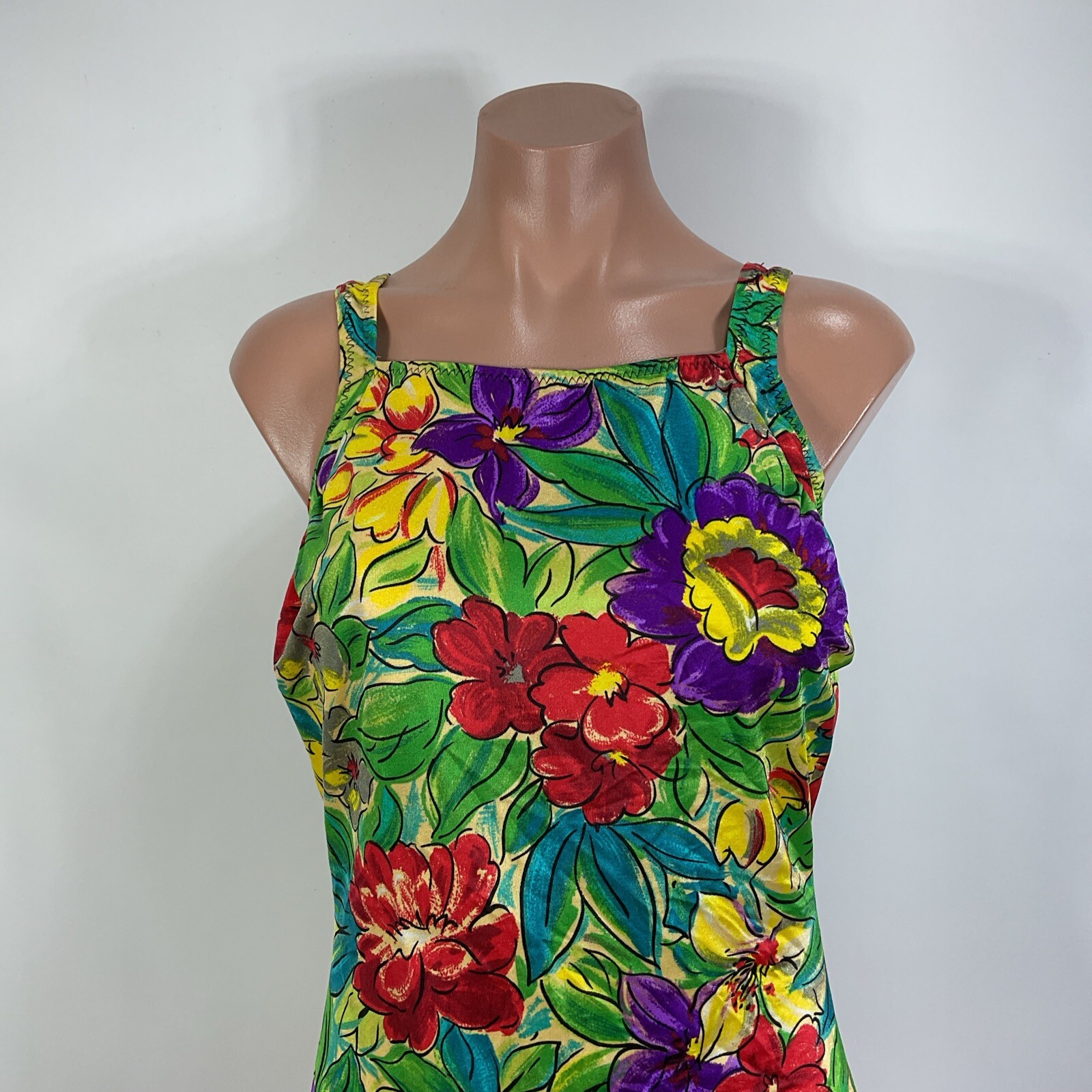 Vintage Jodee Swimsuit 50s 40s Style Floral Metallic Pin Up sz 16
