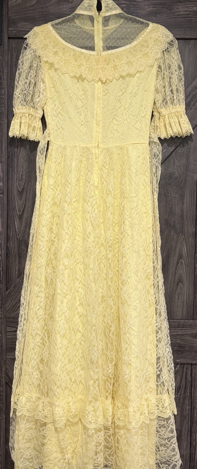 Vintage J.C. Penney Yellow 70s Edwardian Party Prom Dress Gown Sz 7/8 Beautiful!