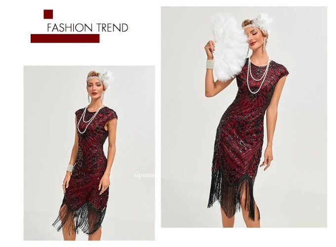 30S Flapper Dresses 1920s Vintage Dress Summer Fringe Beaded Great Gatsby Party