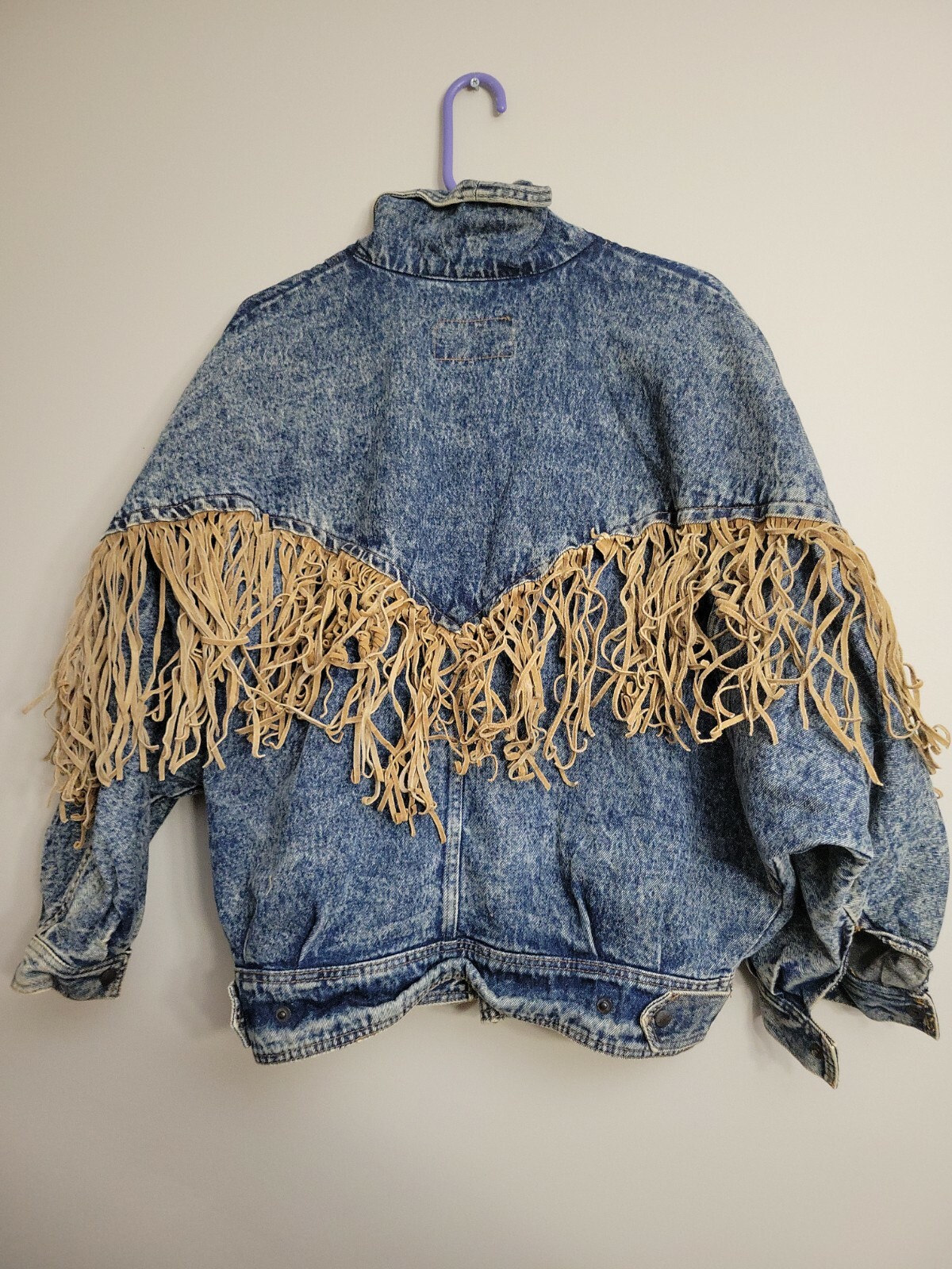 Vintage Learsi Jean Jacket With Leather Fringe Women’s M cowhide