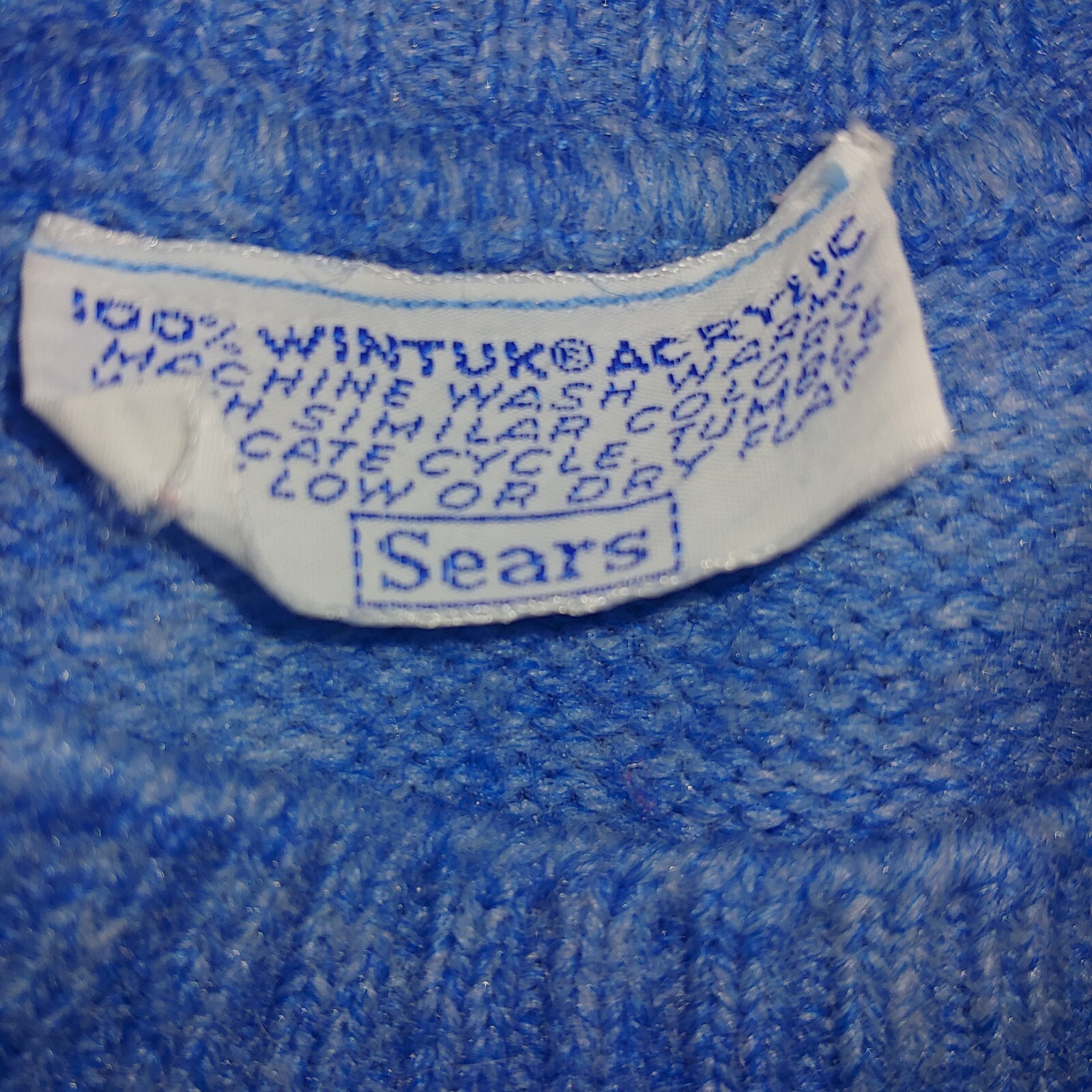 Vintage Sears Sweater Small Wintuck Acrylic Sweater Pullover Blue Classic Earthy