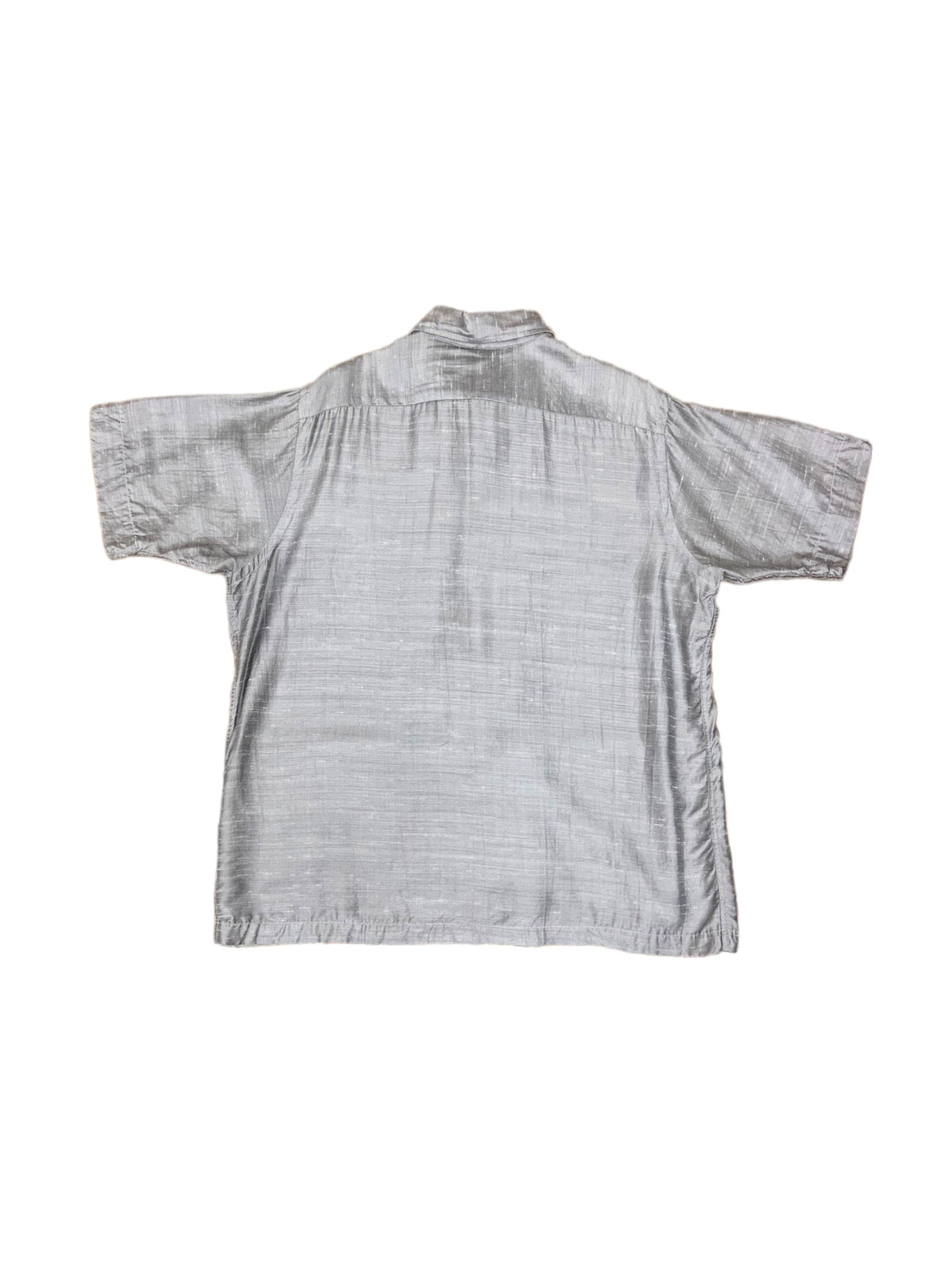 Vtg Vintage 1950s 50s Designer Schiaparelli Gray Silver Silk Button Down Shirt