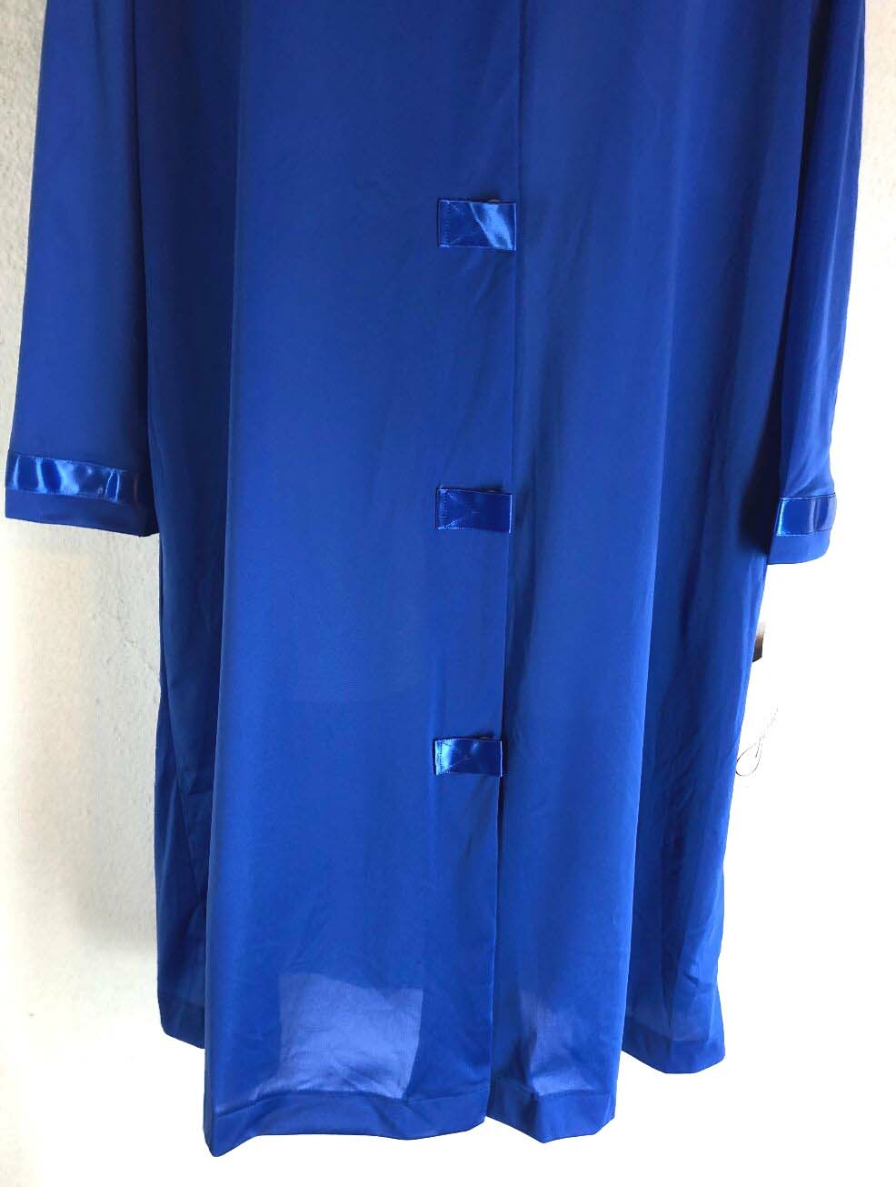 Vintage Henson Kickernick robe sz S 100% Nylon Button Front Royal Blue NOS