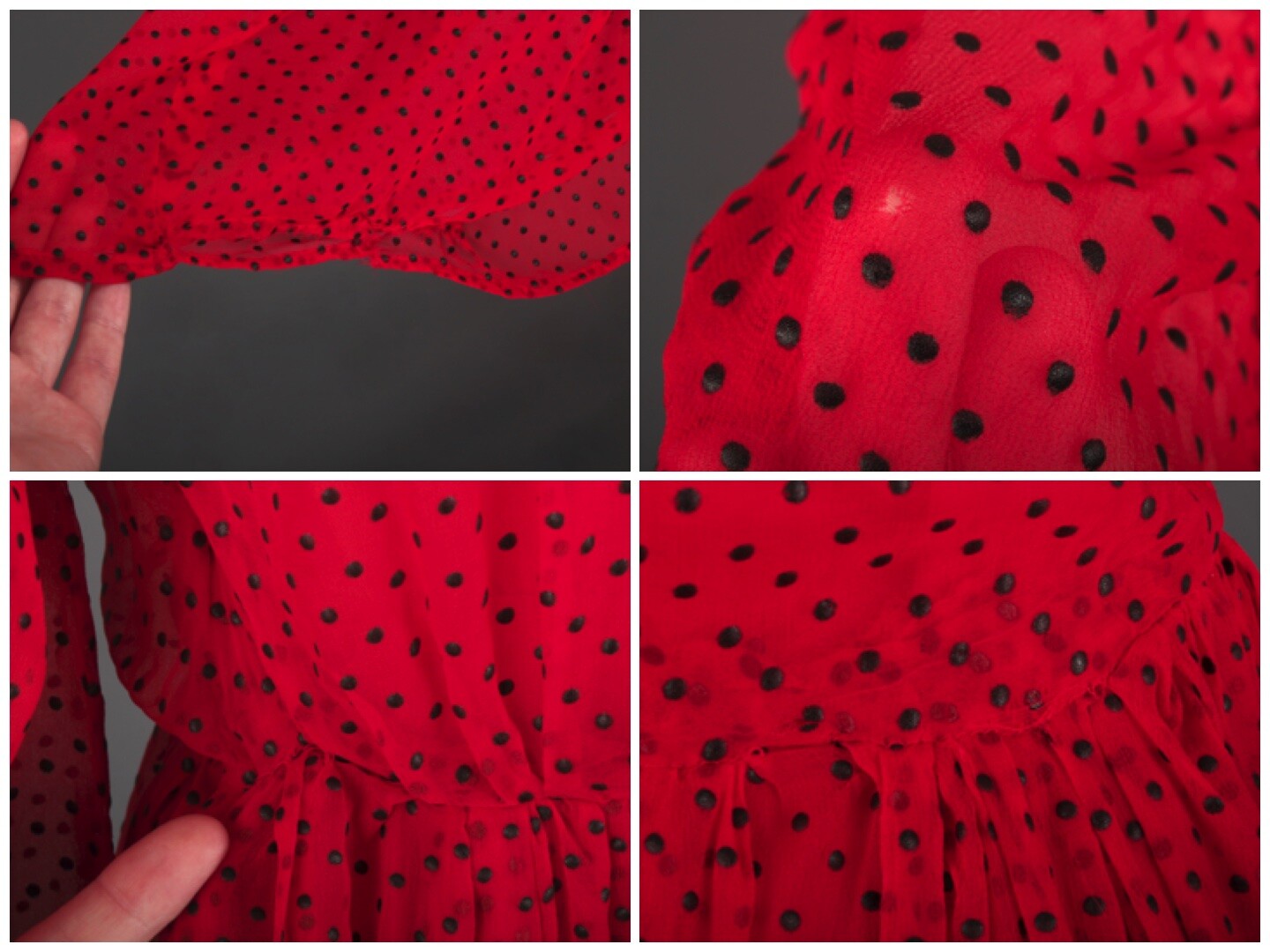 VTG Women’s 50s Red Polka Dot A Line Dress Sz XS 1950s