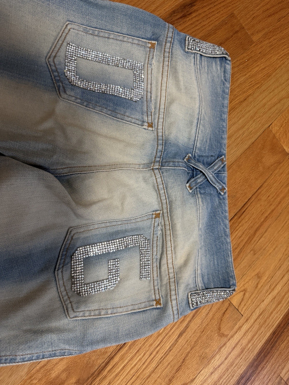 DOLCE GABBANA WOMEN 90’S VINTAGE EMBELLISHED DENIM JEANS PANTS RHINESTONES SZ 38