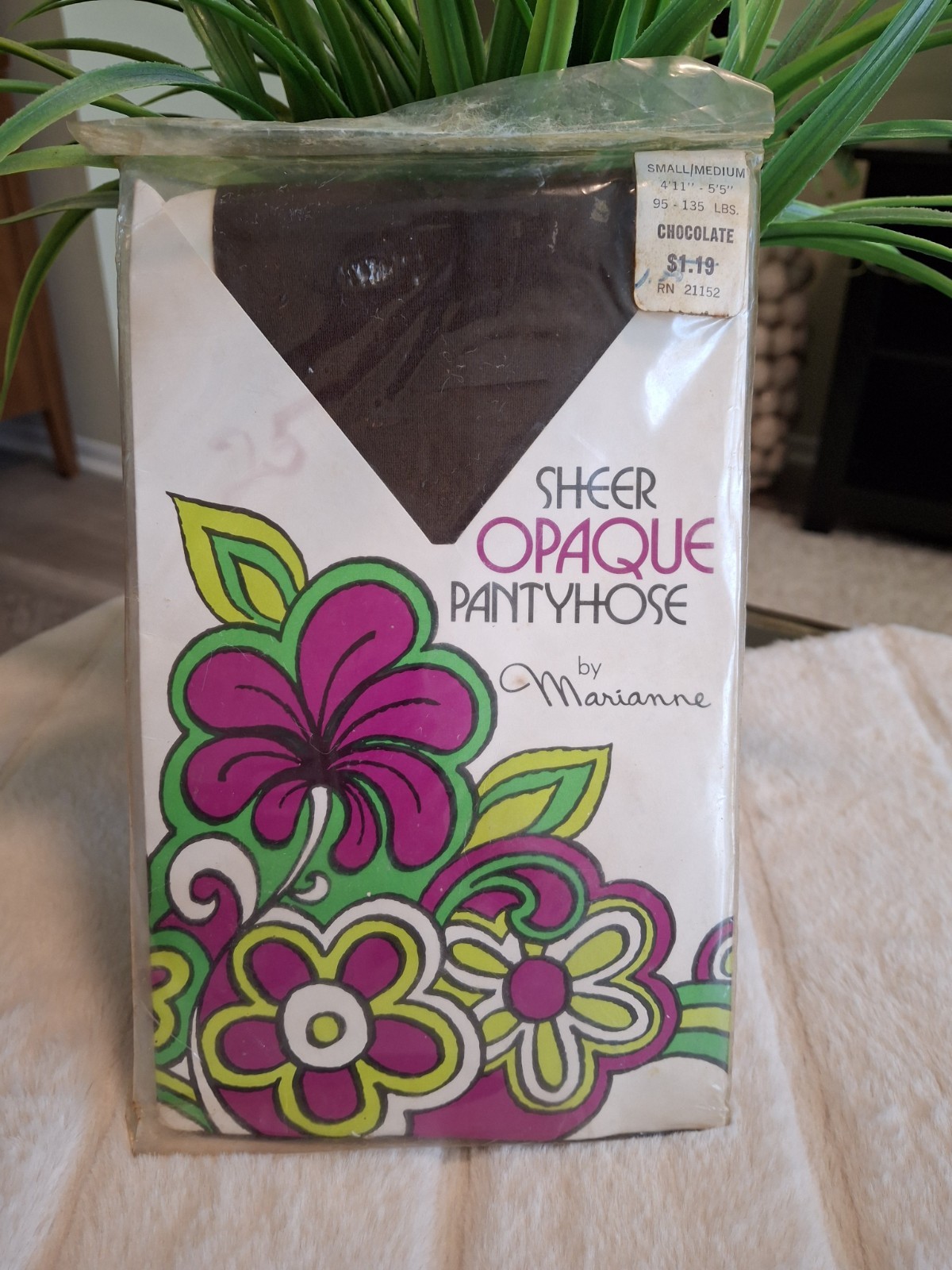 Vintage 1970s Chocolate Sheer Opaque Nylons Pantyhose by Marianne Size S/M