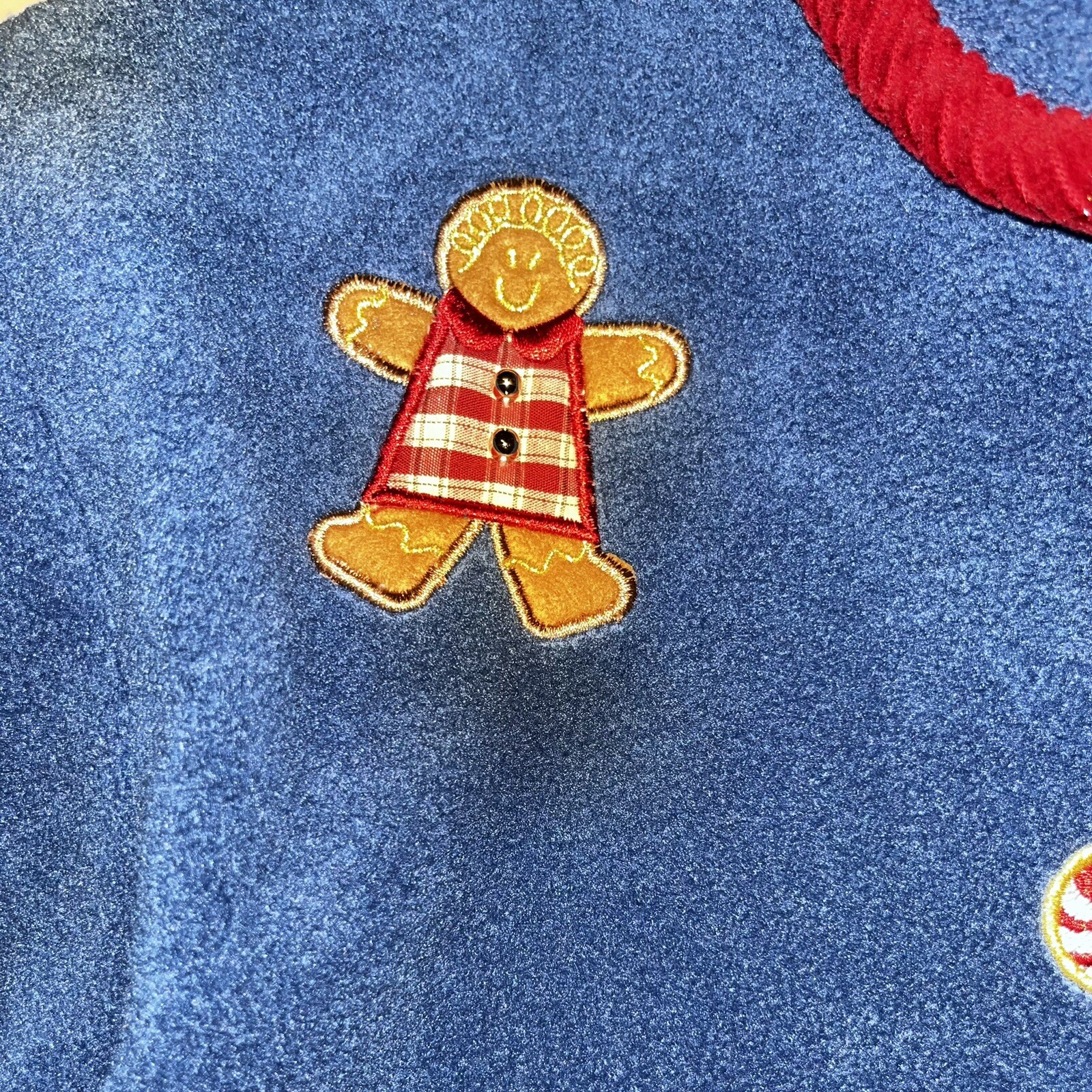 NWT VTG 1990s Mandal Bay Peppermint Candy Gingerbread Christmas Fleece Jacket S