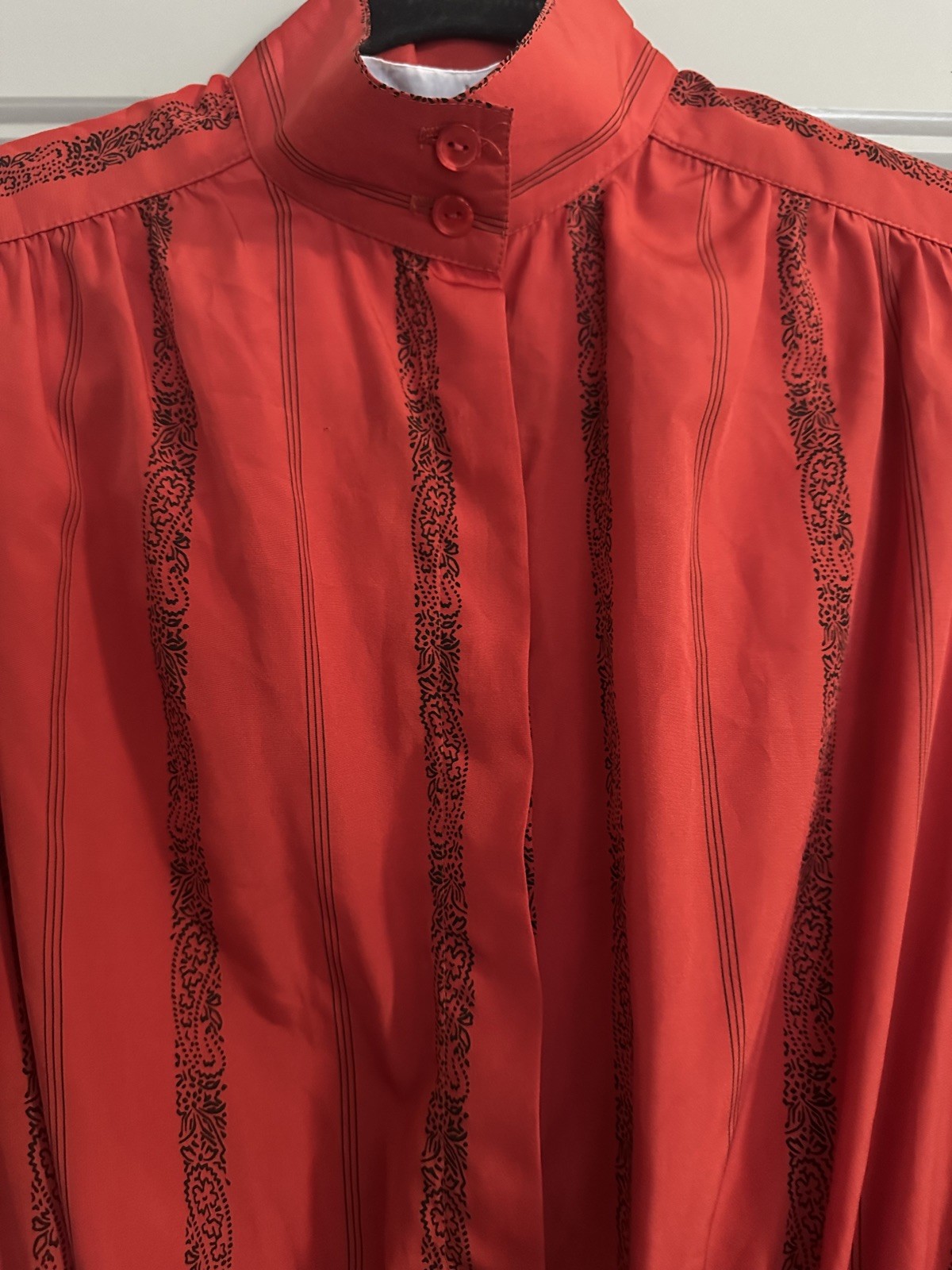 Vintage Lanvin Shirtdress Red & Black Pattern. 60s/70s