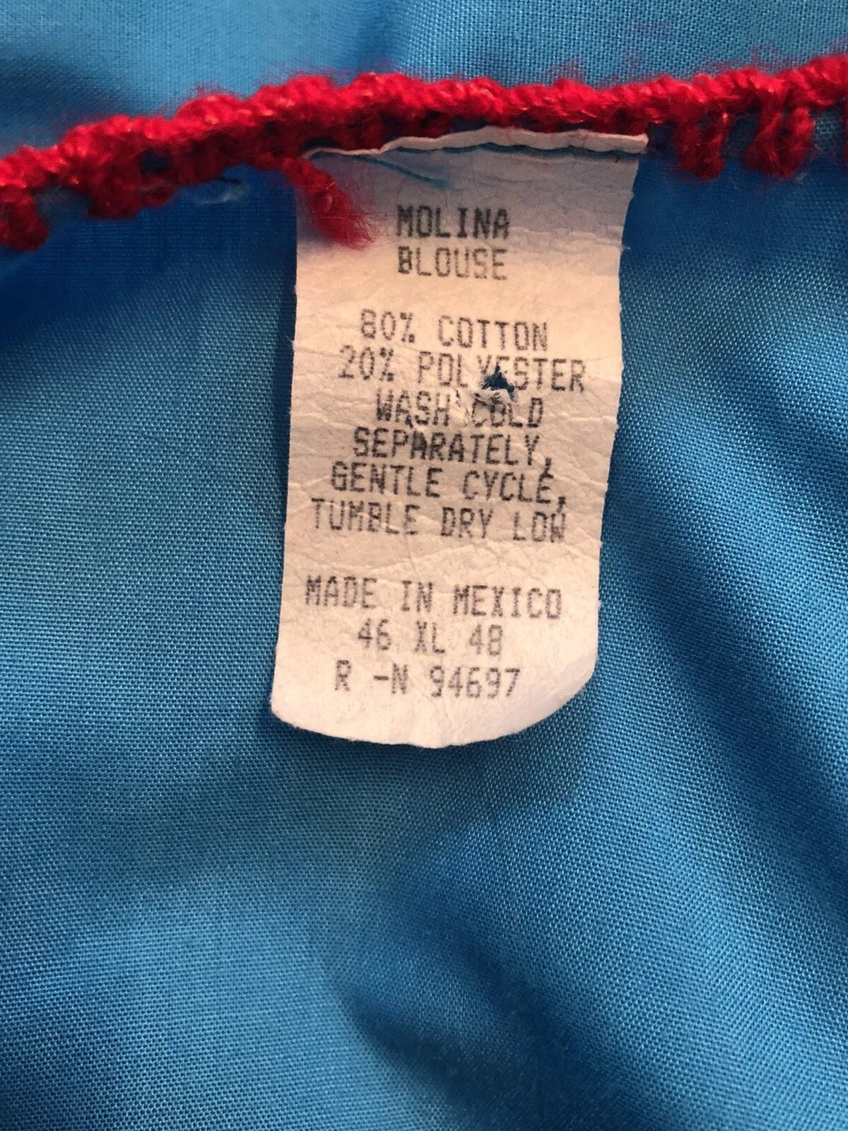 Mexico Molina Embroidered Pullover Blouse w/Pom Poms-Plus Size 4XL