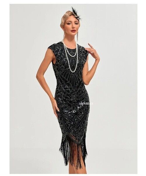 30S Flapper Dresses 1920s Vintage Dress Summer Fringe Beaded Great Gatsby Party