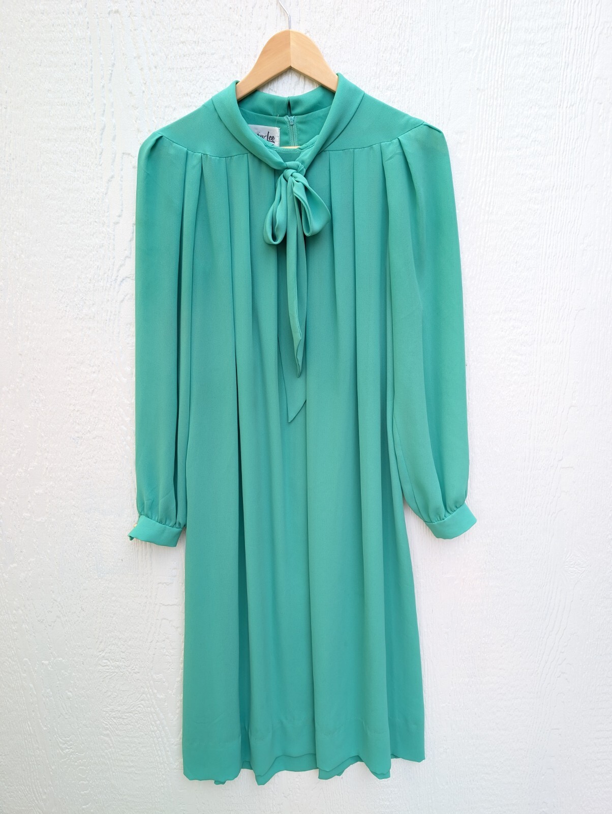 Vintage 60s Henry Lee Union Made Green Flowy Sheer Chiffon Dress Size Medium