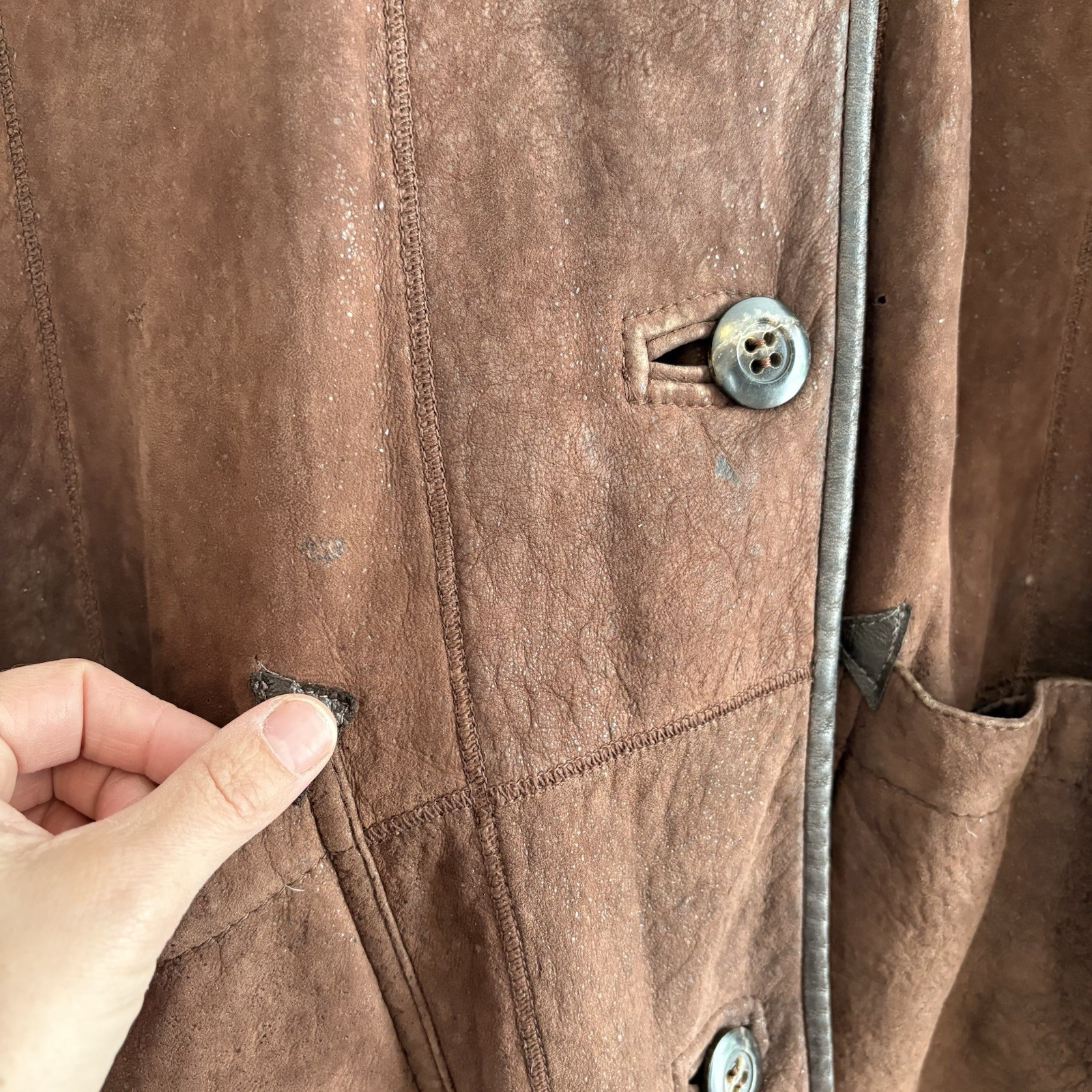Vintage 70s Genuine Shearling Coat 100% Lambskin Brown Made in Uruguay Size 38 M