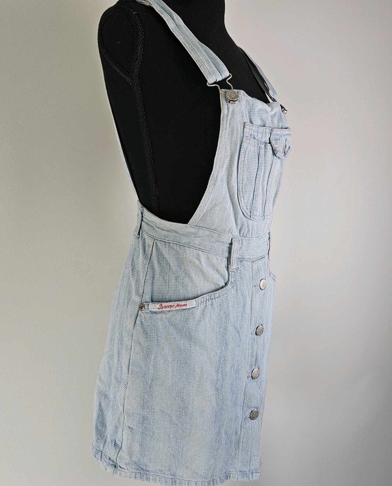 VINTAGE 80s 90s SQUEEZE JEANS OVERALLS WITH SKORT DENIM ROMPER Boho Hippy Grunge
