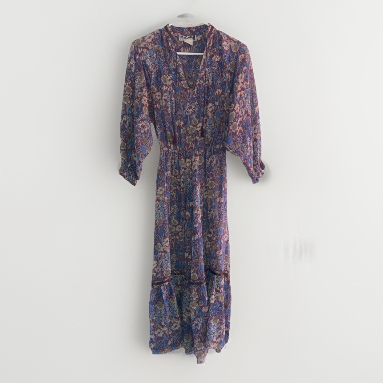 Foxy Lady San Francisco Maxi Dress Sz S Prairie Sheer Cottagecore Romantic
