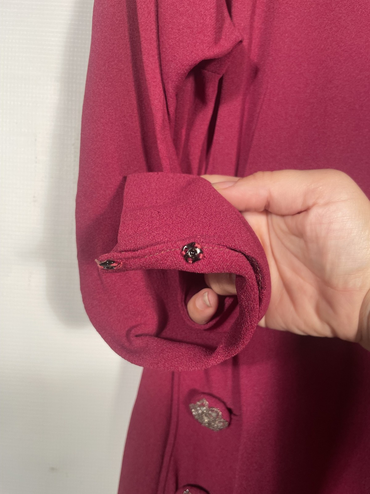 Vintage 1940’s Burgundy Rayon Crepe Dress Size S/M