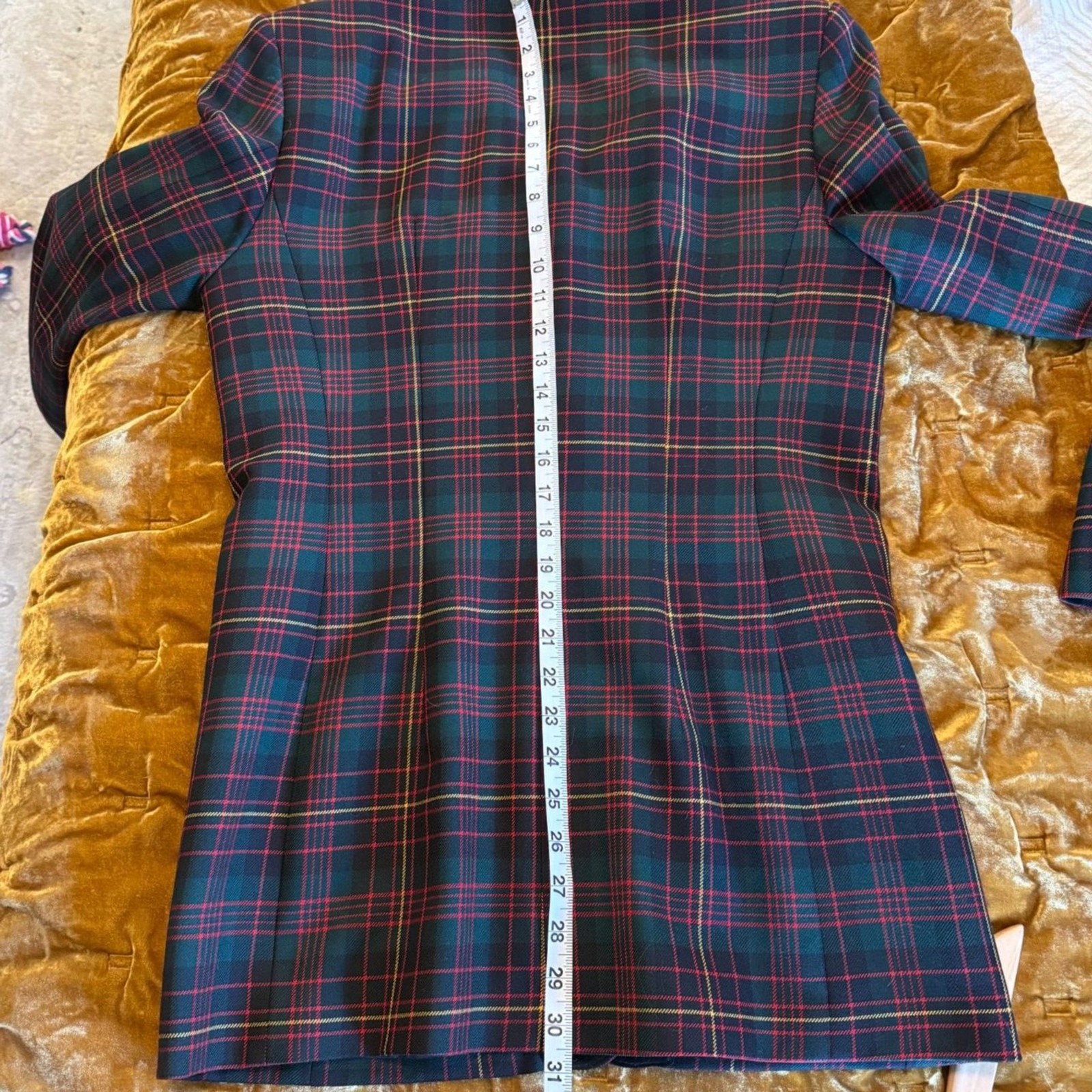 Vintage Pendleton Tartan Plaid Velvet Collar Blazer 6 Tall