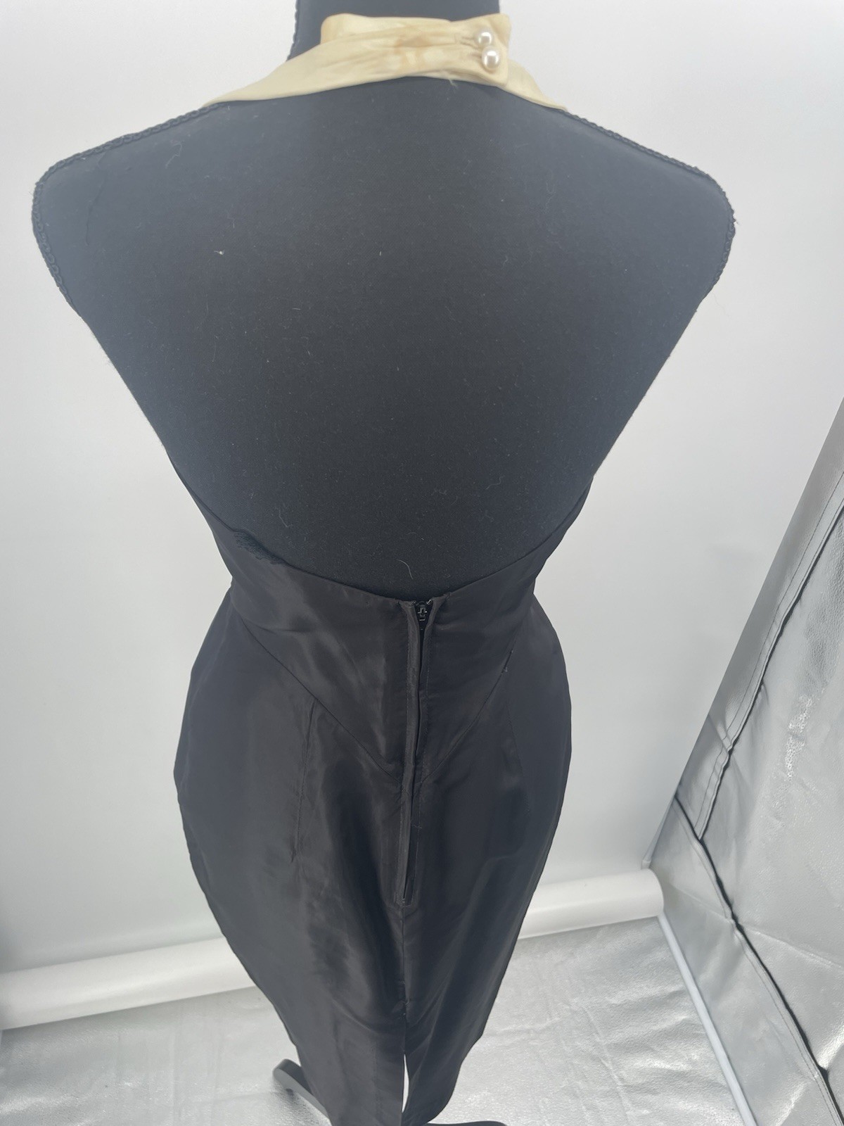VTG Climax David Howard KAREN OKADA Dress Black Cream 80s Whimsygoth Vamp 8 S