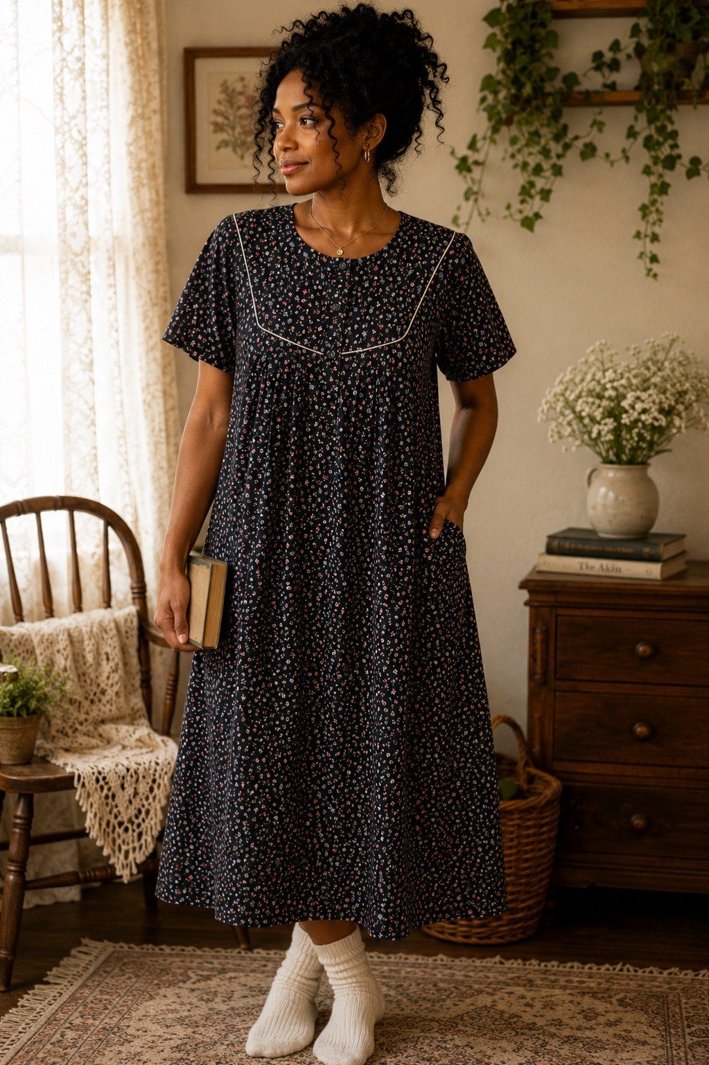 Belle by Cotton Belle Floral Prairie Cottagecore House Dress Nightgown Style Siz