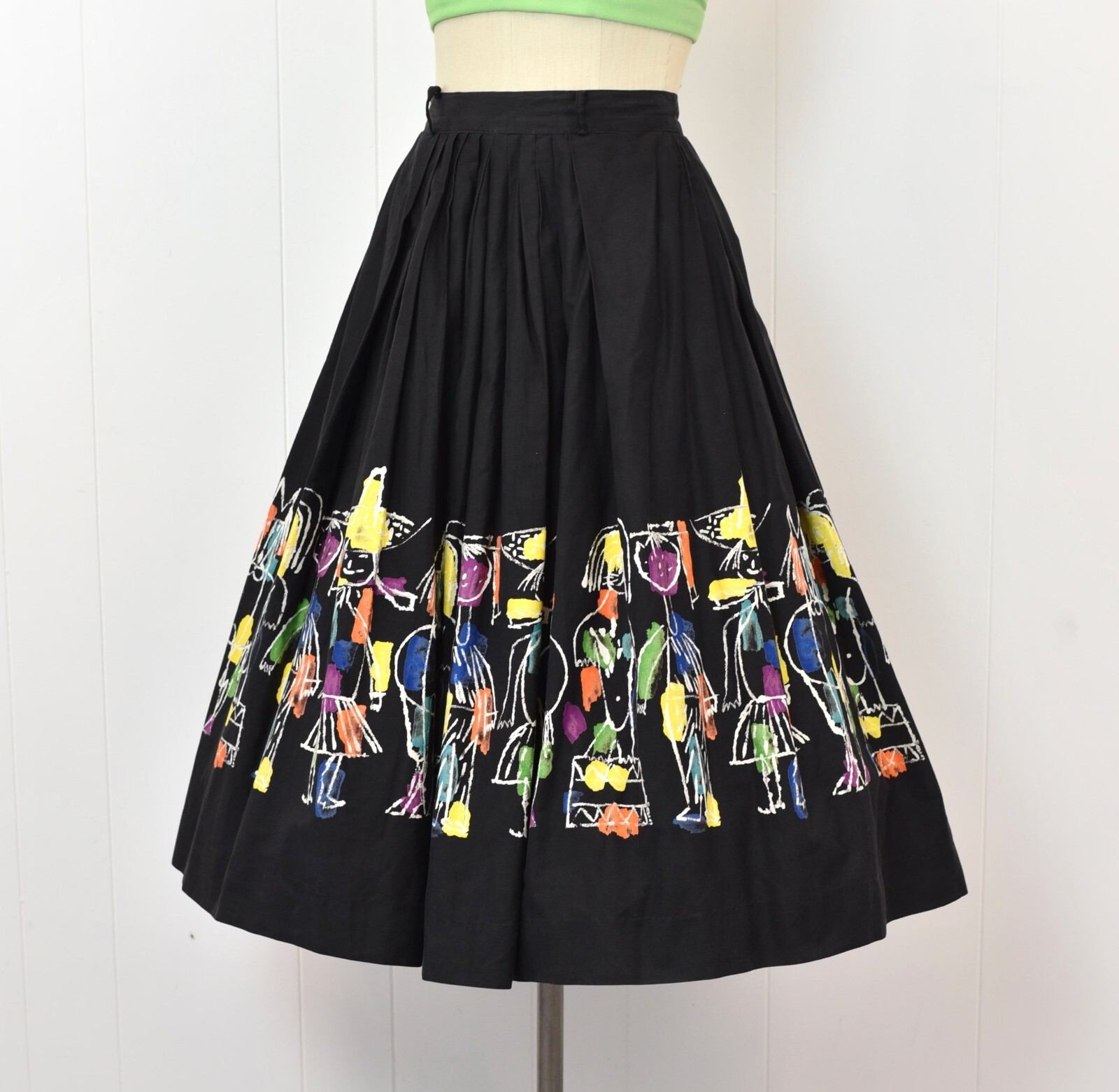 Vintage 1950s 1953 AAA Novelty Print Circus Days Hans Moller Cotton Pinup Skirt