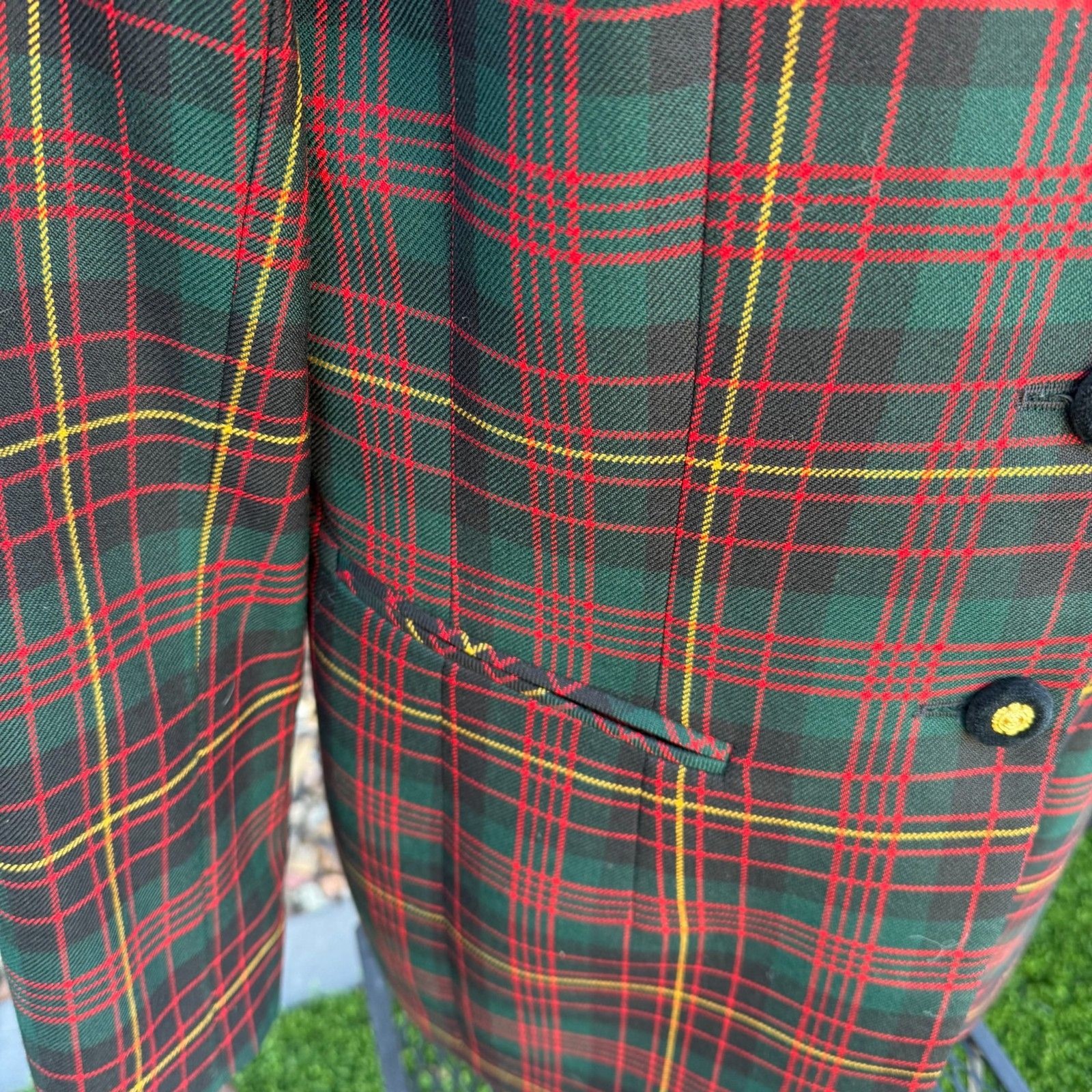Vintage Pendleton Tartan Plaid Velvet Collar Blazer 6 Tall