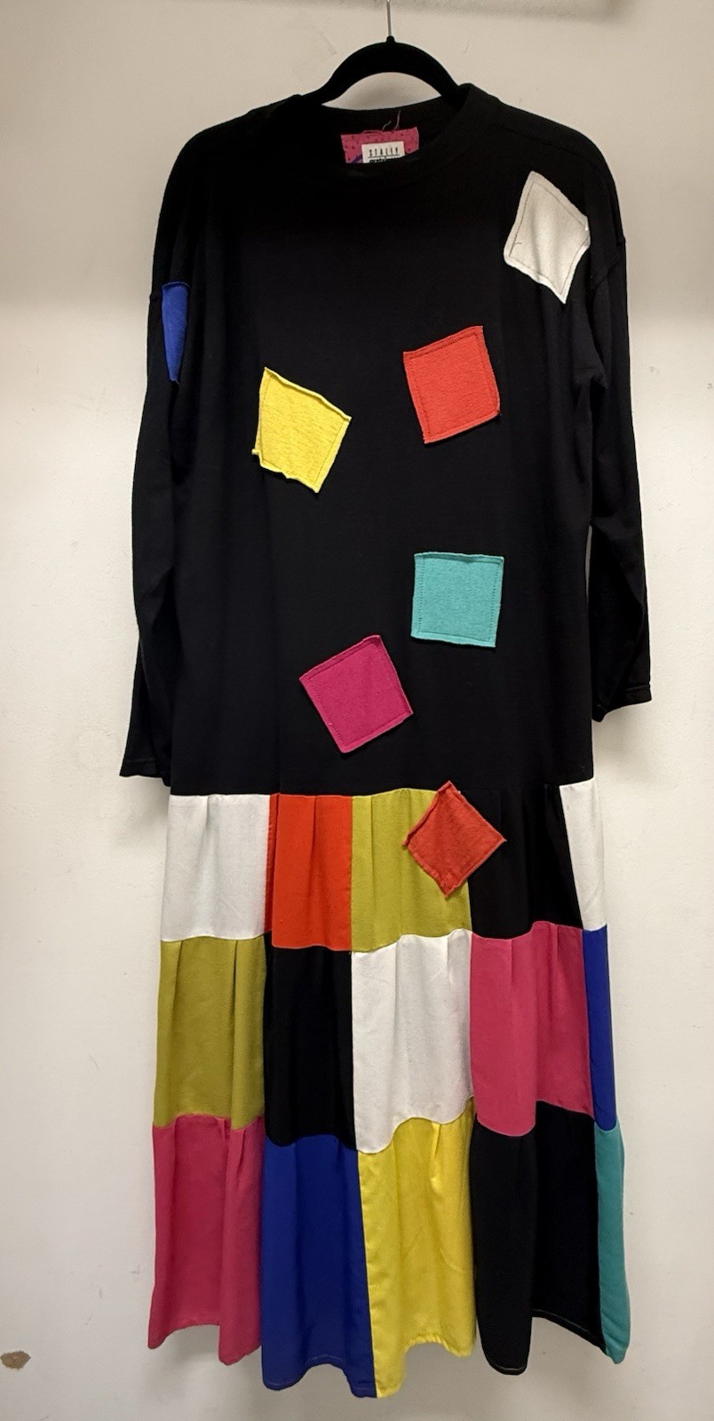 Vintage Stanley Gretzinger, Bergdorf Goodman, Dress Maxi Black With Colors ￼