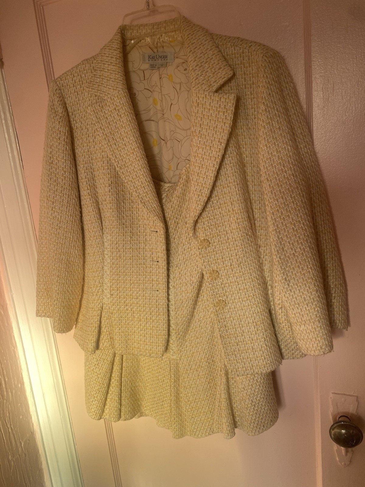 Vintage Kay Unger NY Skirt Suit Women Sz 12 Cotton Blend