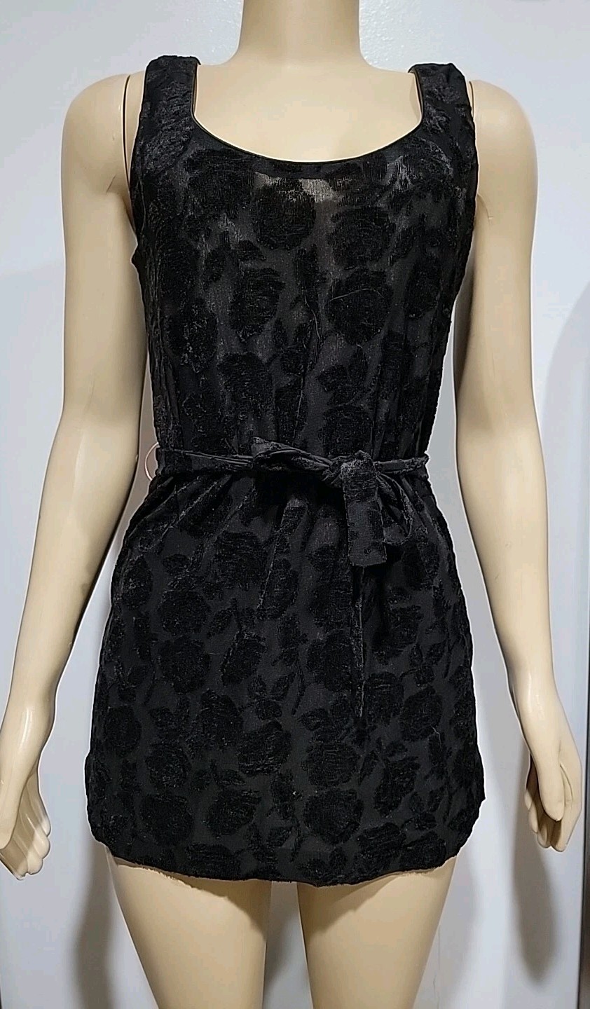 Lilli Diamond of California Women’s Vintage Mini Dress Burnout Velvet Black #C