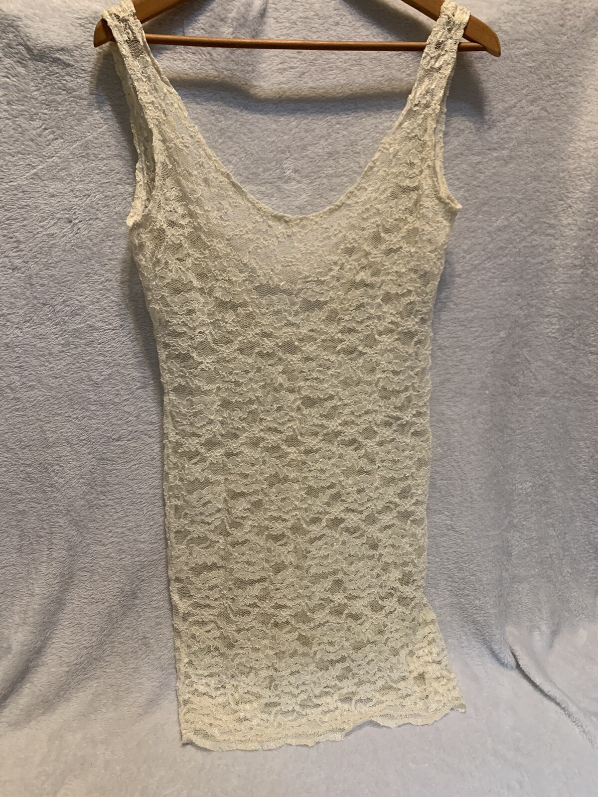 Sexy VTG Beige Gold Label Victoria Secret Sheer Lace Lingerie Nightie Slip M