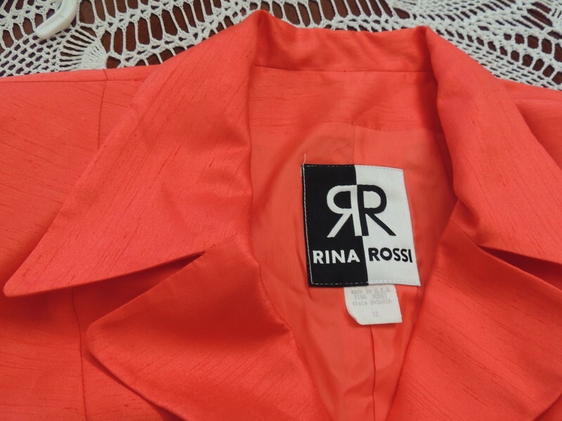 Vintage Designer Blazer Womens Orange Rina Rossi, s. 12 See Measurements Button
