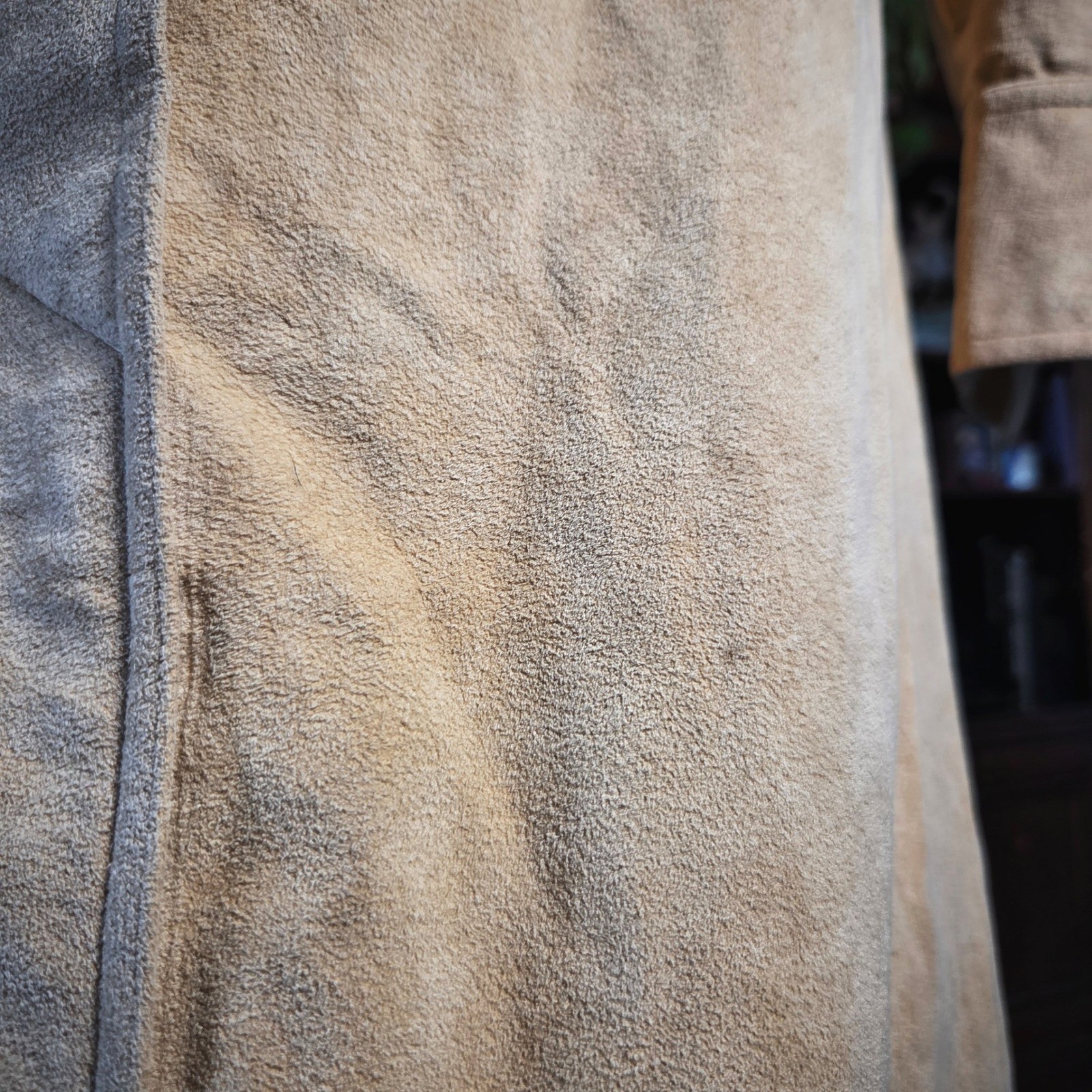 Saks Fifth Avenue Trench Coat Vintage 70s Tan Ultra Suede Belted Mod Jacket S