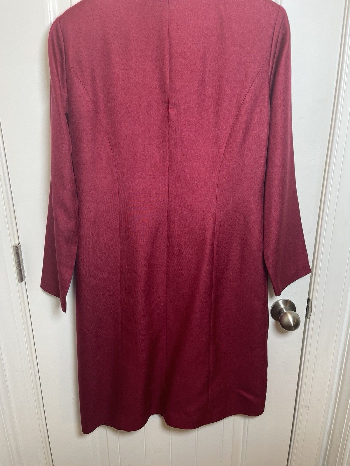 Adrianna Papell Vintage Silk Wool Shirt Dress Size 8 Burgundy Button Front