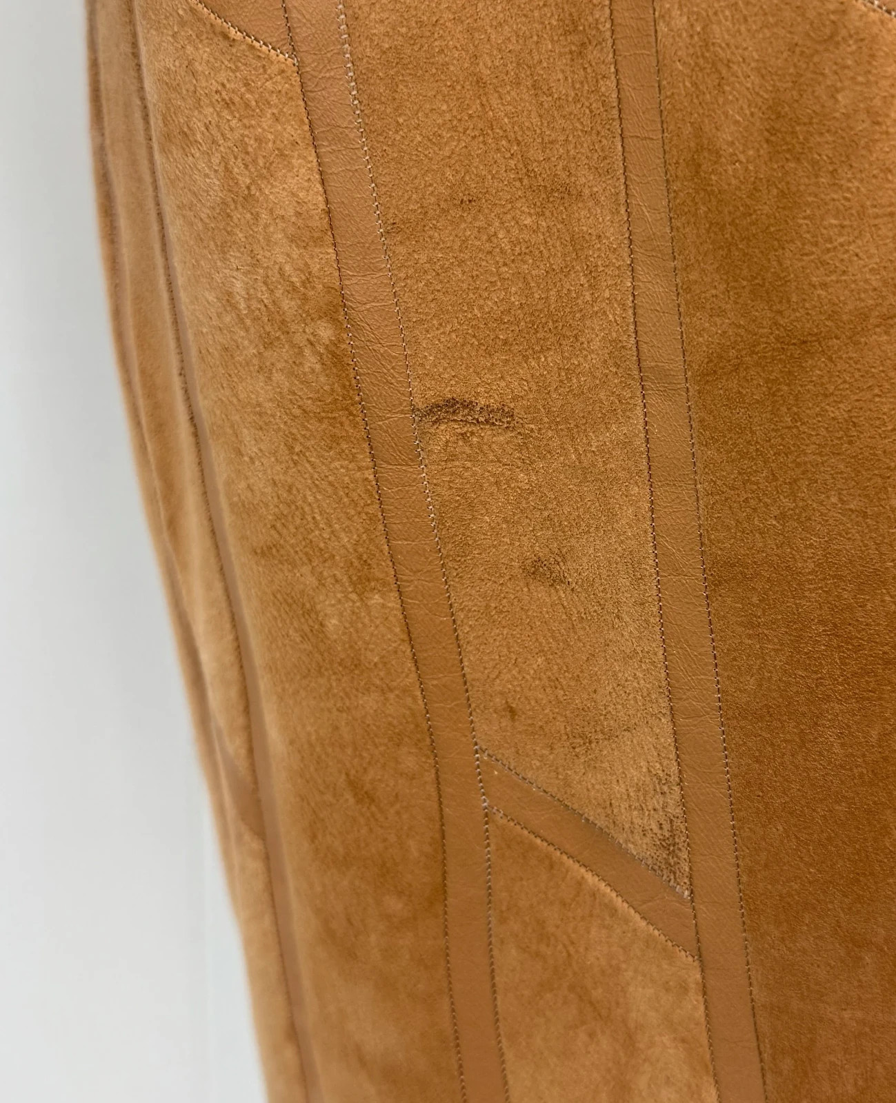 Vintage 1970s 80s Krizia Italy Brown Suede Leather Chinchilla Fur Coat Jacket