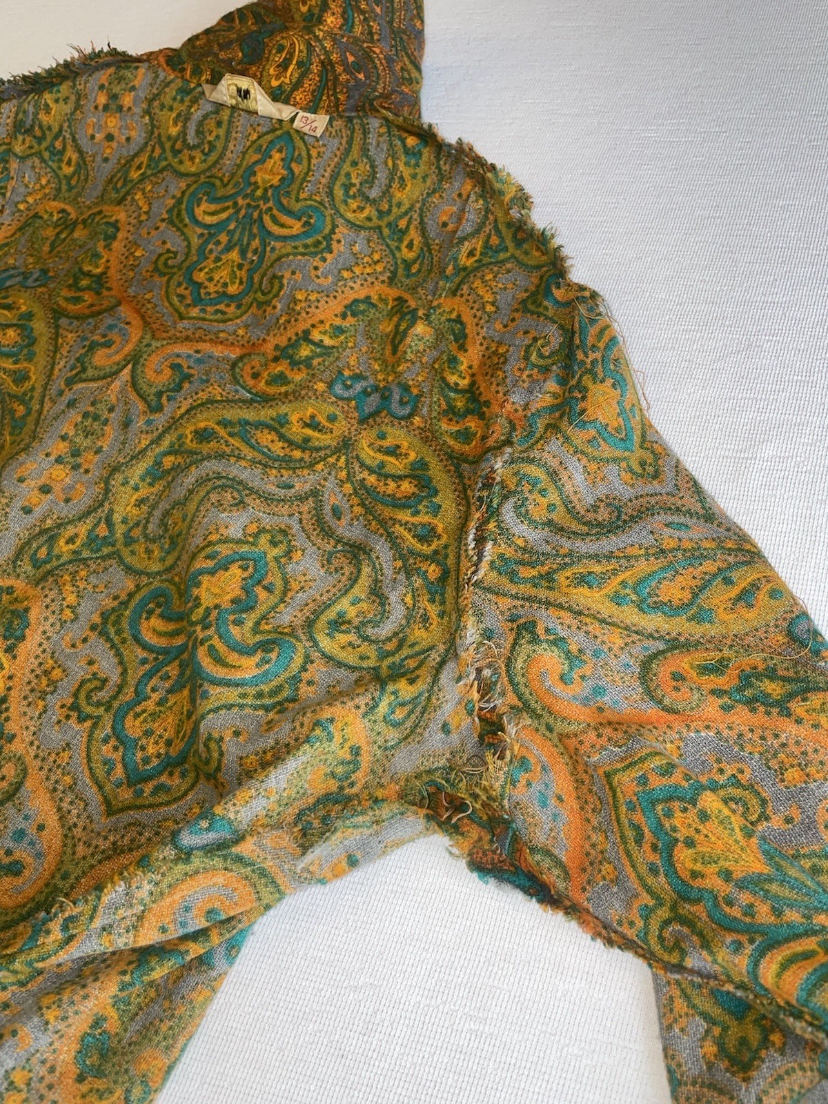 VINTAGE 50s 60s Collar Button Shirt Rockabilly Paisley Hippy Boho S Psychedelic