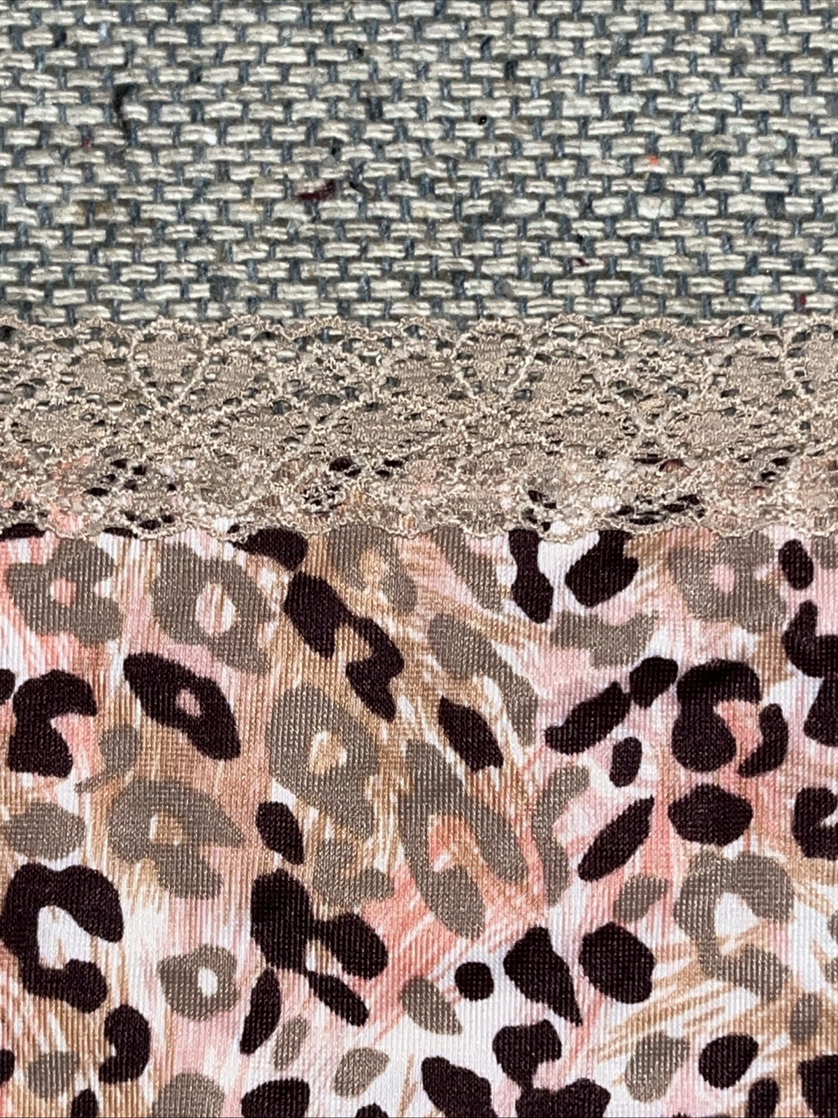 Vintage Vassarette Smooth Leopard Peach Camo Print Floral Lace Top Sissy Panties