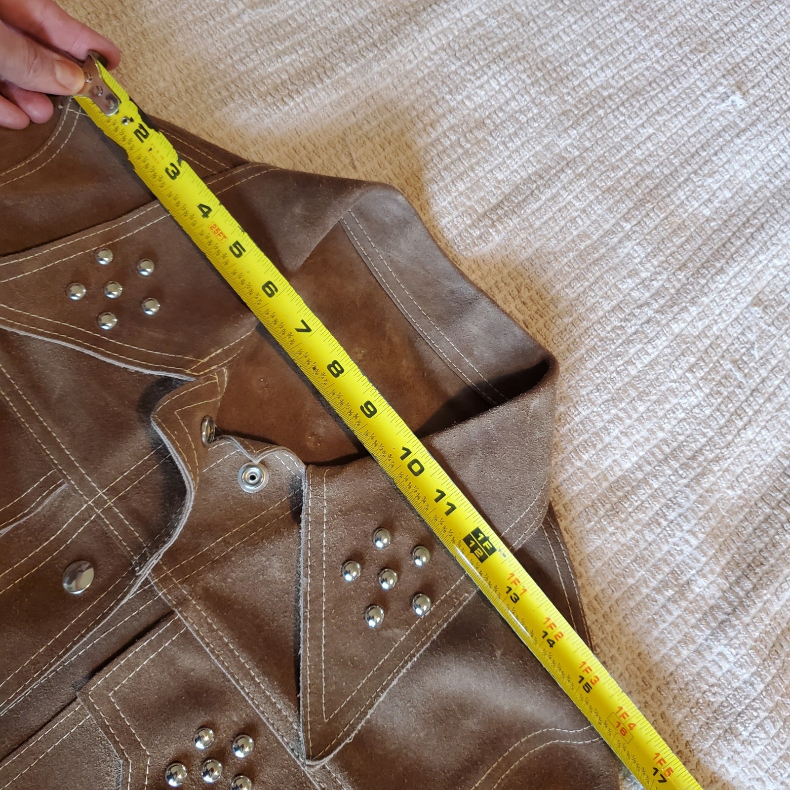 Vintage 70’s Brown Suede Leather Western Studded Snap Front Jacket Womens small