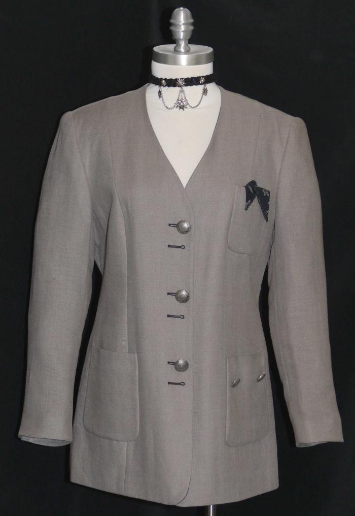 BROWN ~ LINEN German Women Fitted Sport Riding Summer Dress Suit JACKET 40 6 8 S