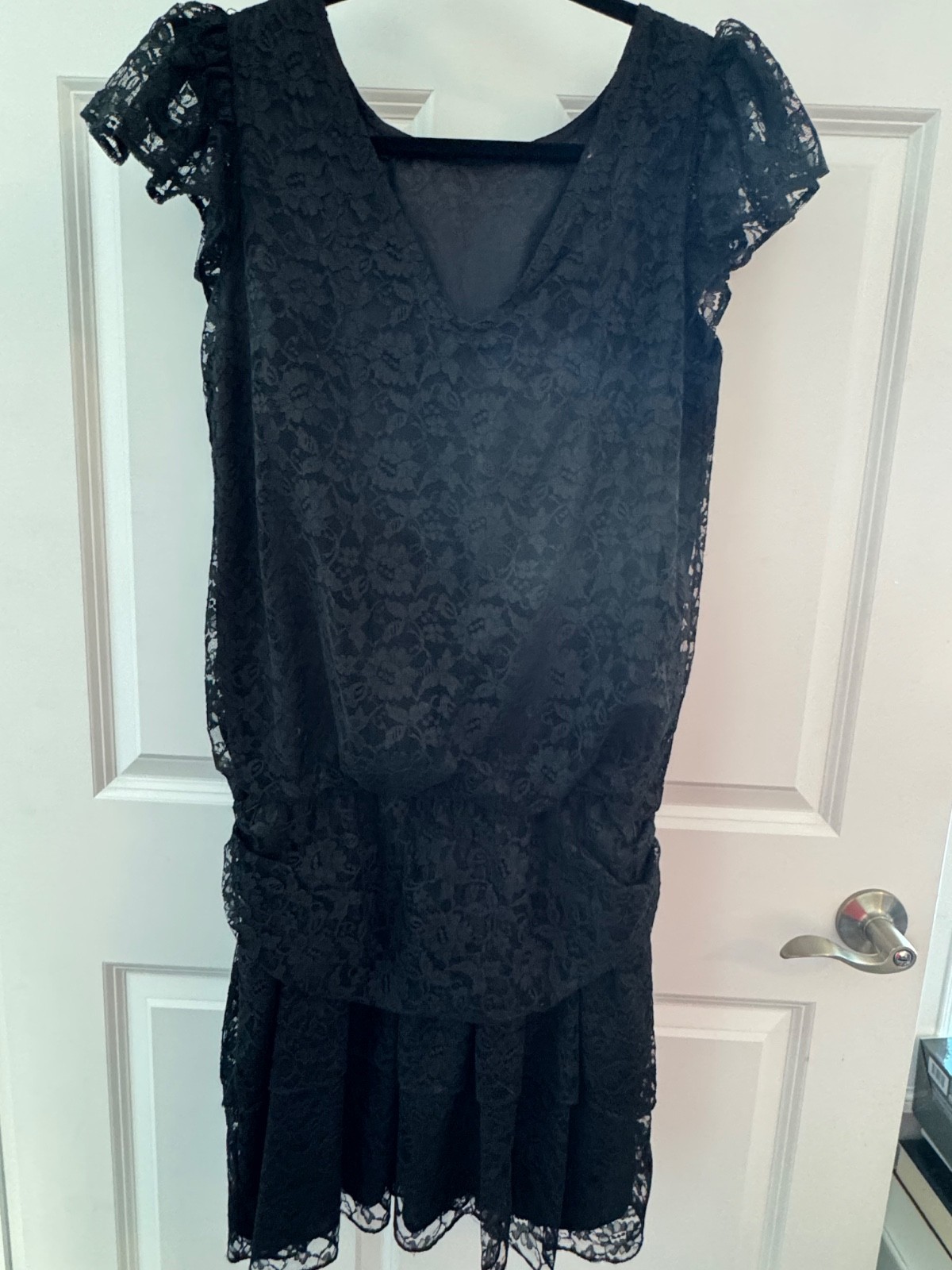 VTG Black Lace Dress 80’s Diamonds Run Designed by Wayne Diamond