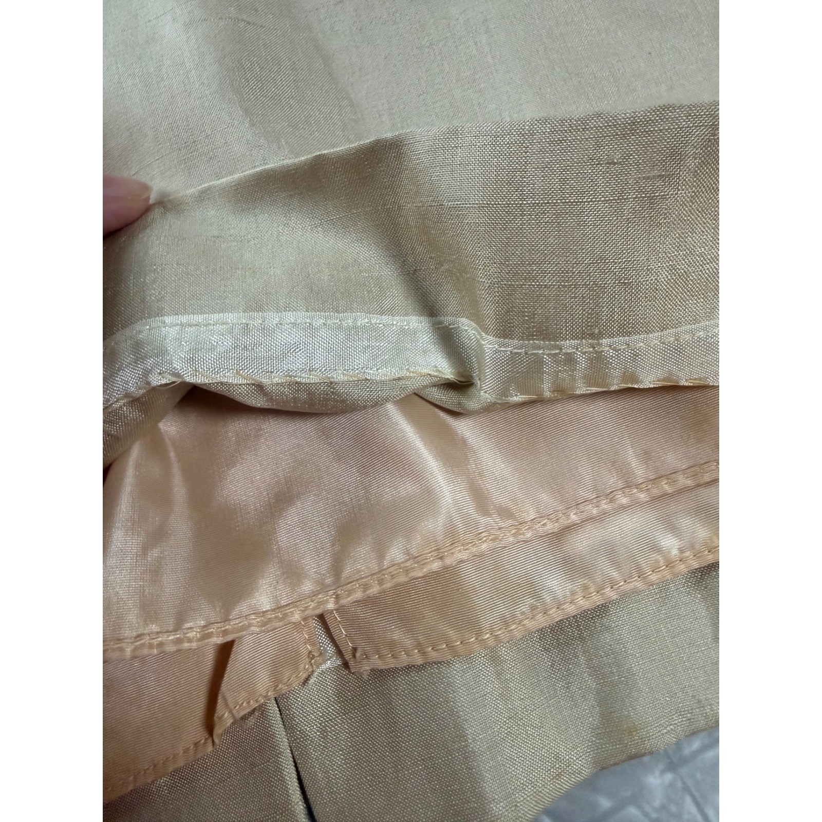 Vintage Bobbie Brooks Champagne Raw Silk Sheath Dress 60s Bow S MCM Cocktail
